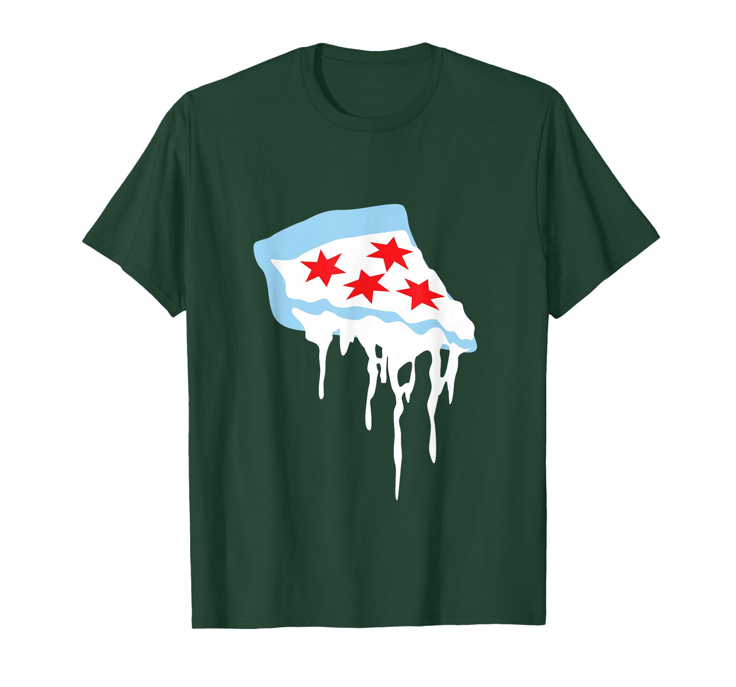 Katie Art Designs Men's Chicago Flag Pizza T-Shirt, Black, Small