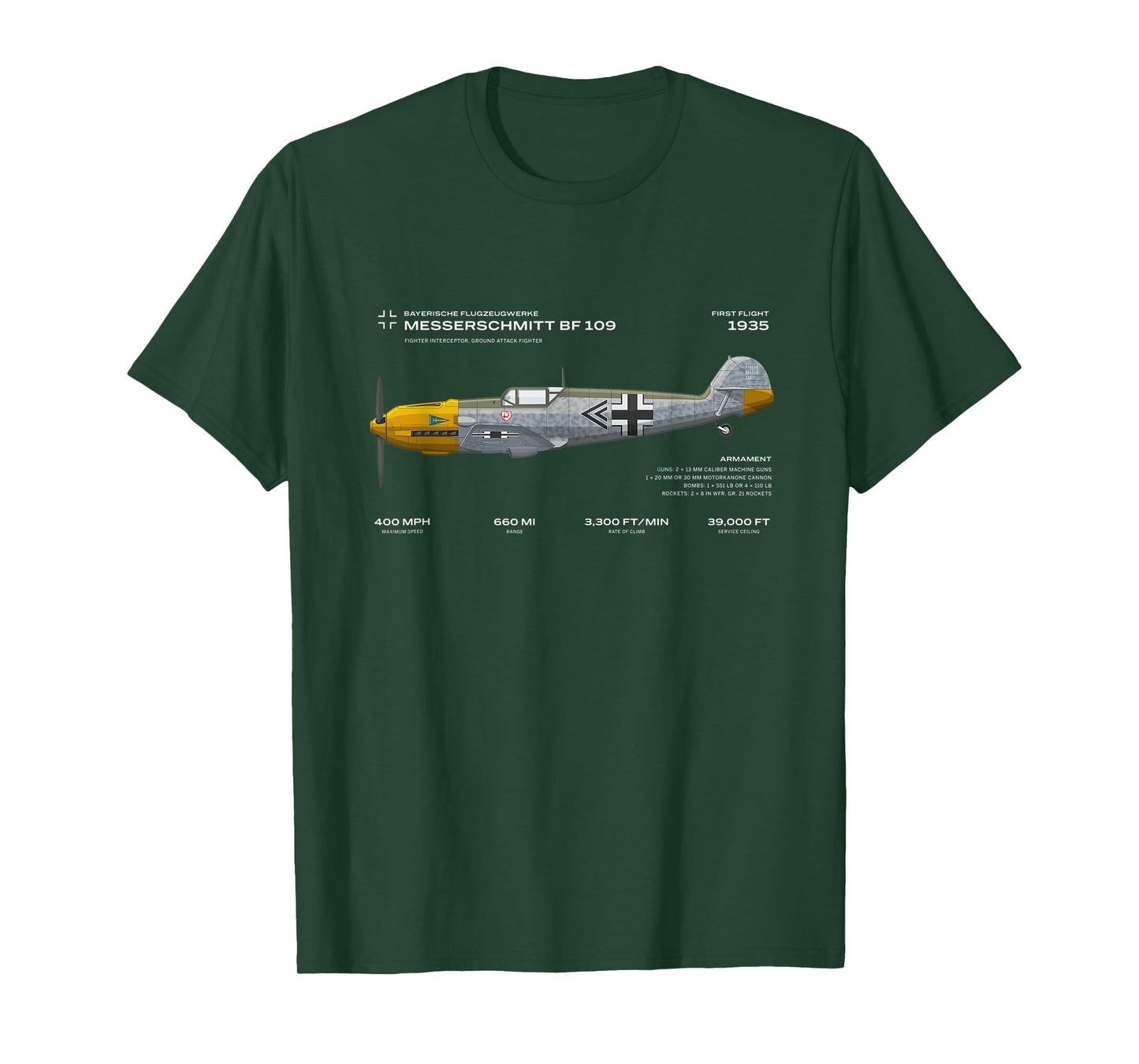 Vae Victis Messerschmitt Bf 109 WWII Airplane Historic War Bird Fighter T-Shirt