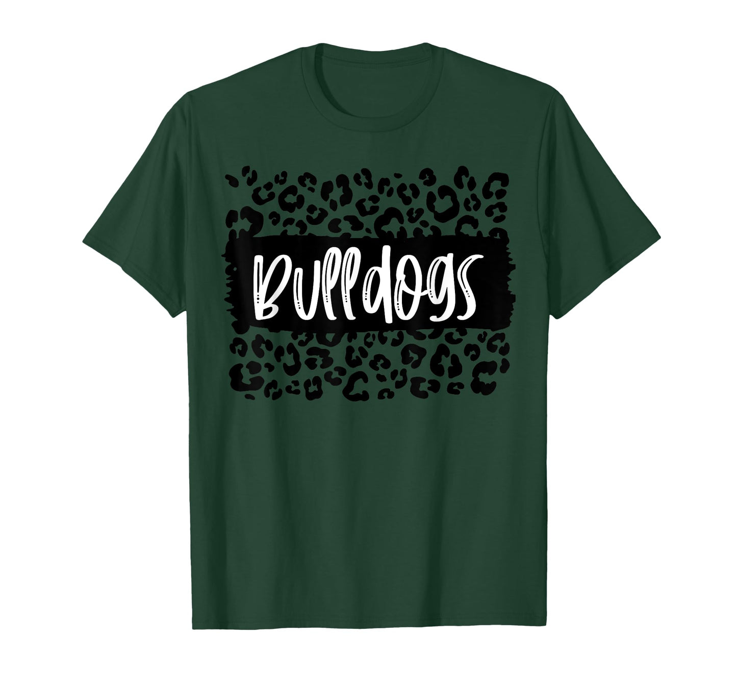 Bulldogs Team Mascot School Spirit Game Night Leopard Print T-Shirt