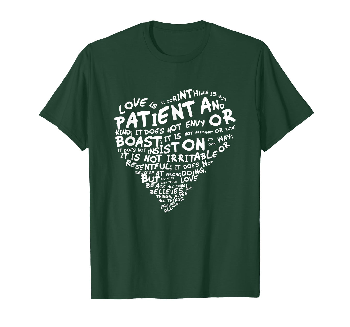 Love is Patient 1st Corinthians 13:4-7 White Heart T-shirt T-Shirt