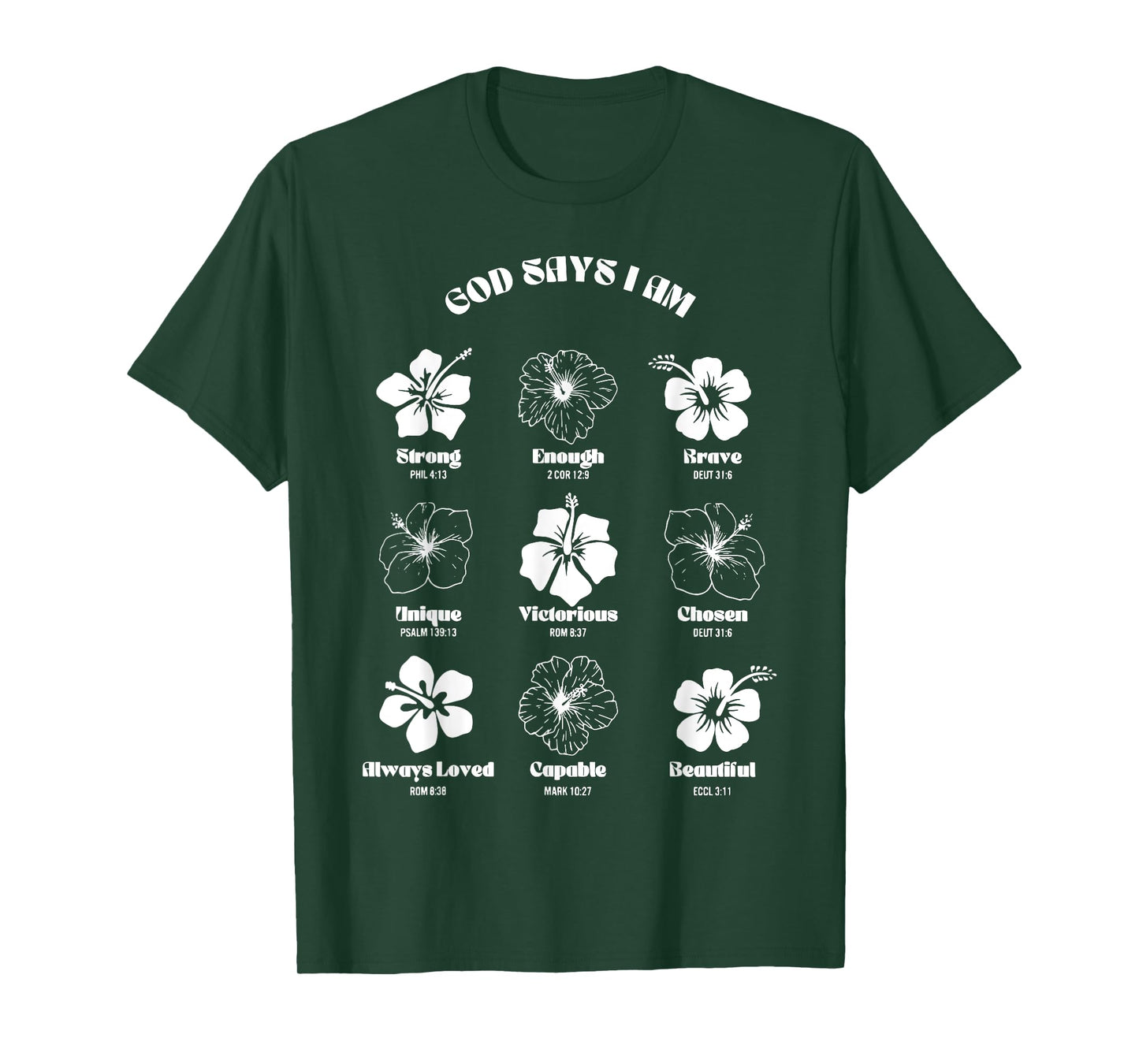 Christian God Say I Am Hibiscus Flower Aloha Hawaiian Beachy T-Shirt