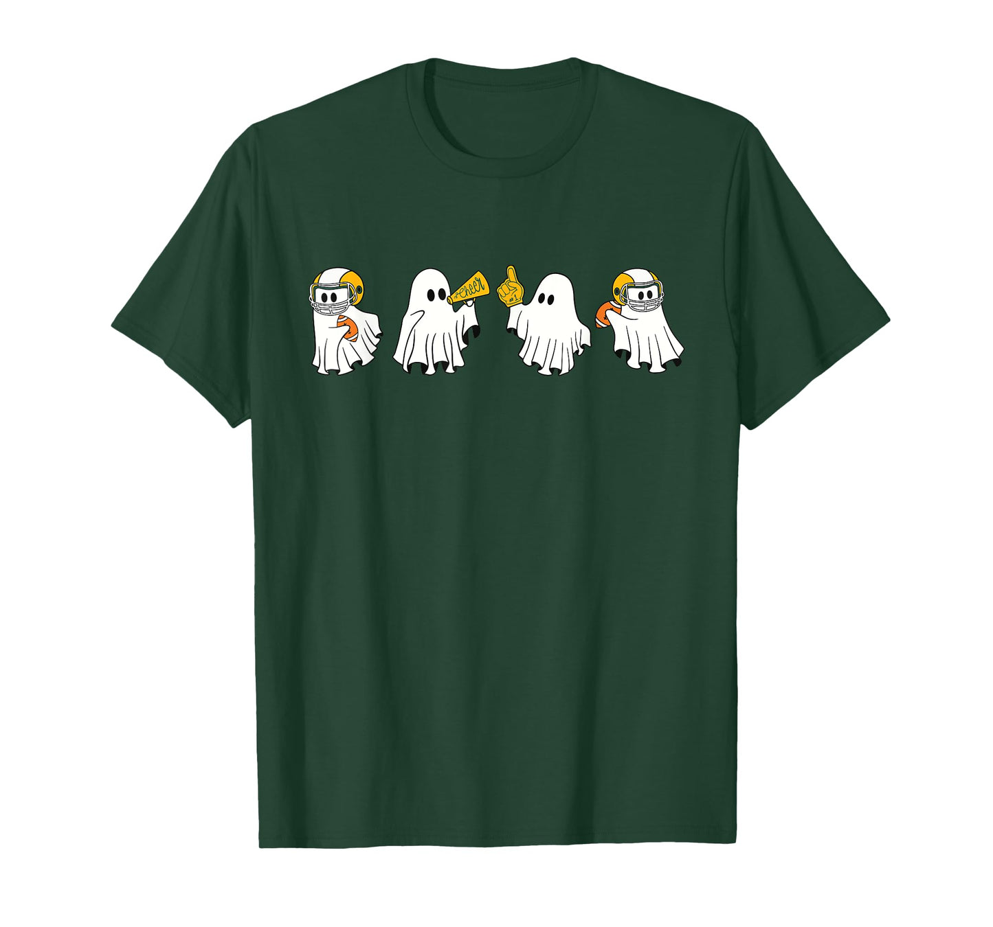 Football Ghost Sport Cheer Leader Spooky Season Halloween T-Shirt