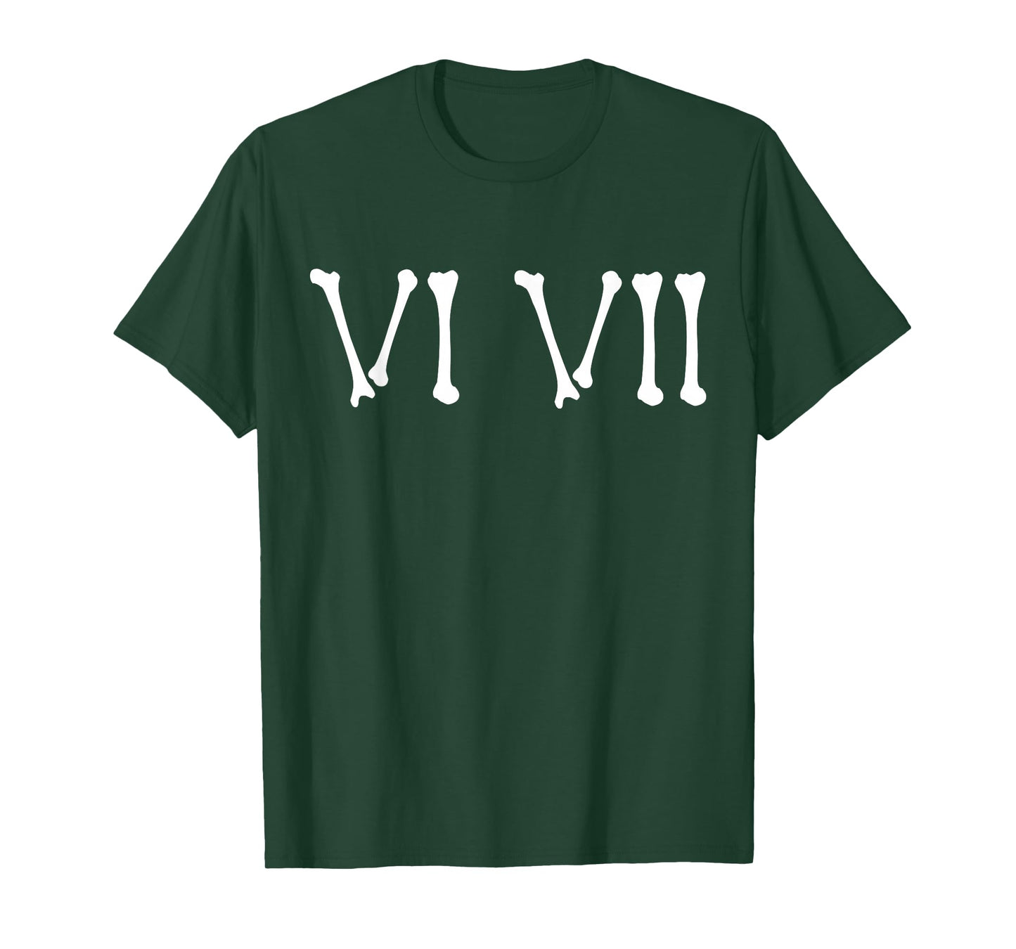67 Roman Numerals VI VII Funny Skeleton Halloween Six Seven T-Shirt