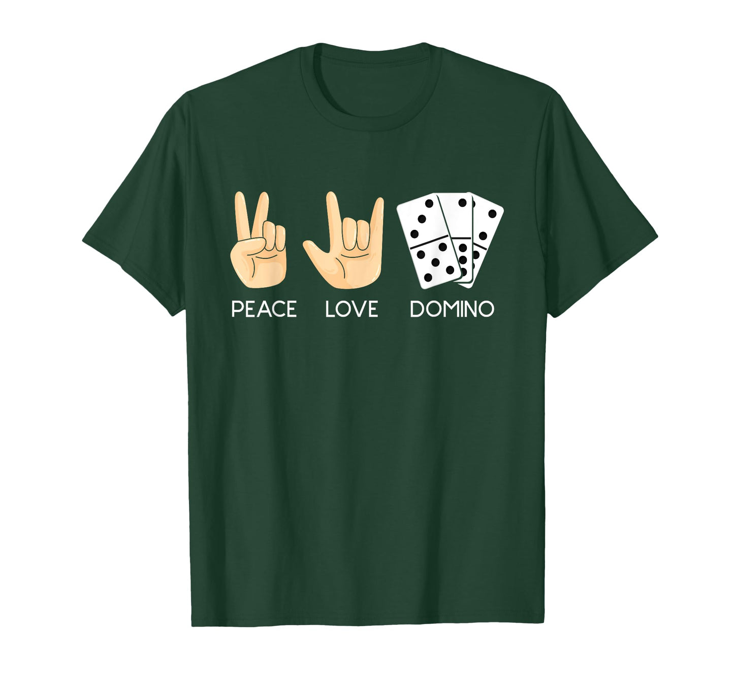 Peace Love Domino Hand Signs - Dominoes Lover Domino Player T-Shirt