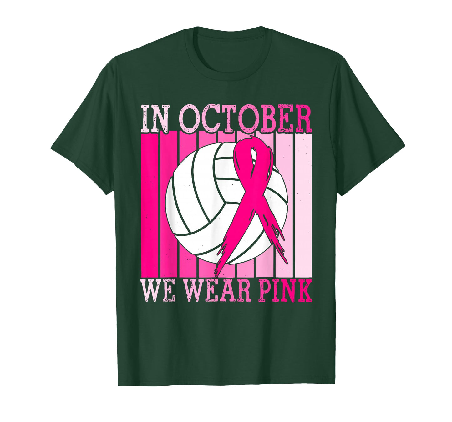 in October We Wear Pink Volleyball Ribbon T-Shirt