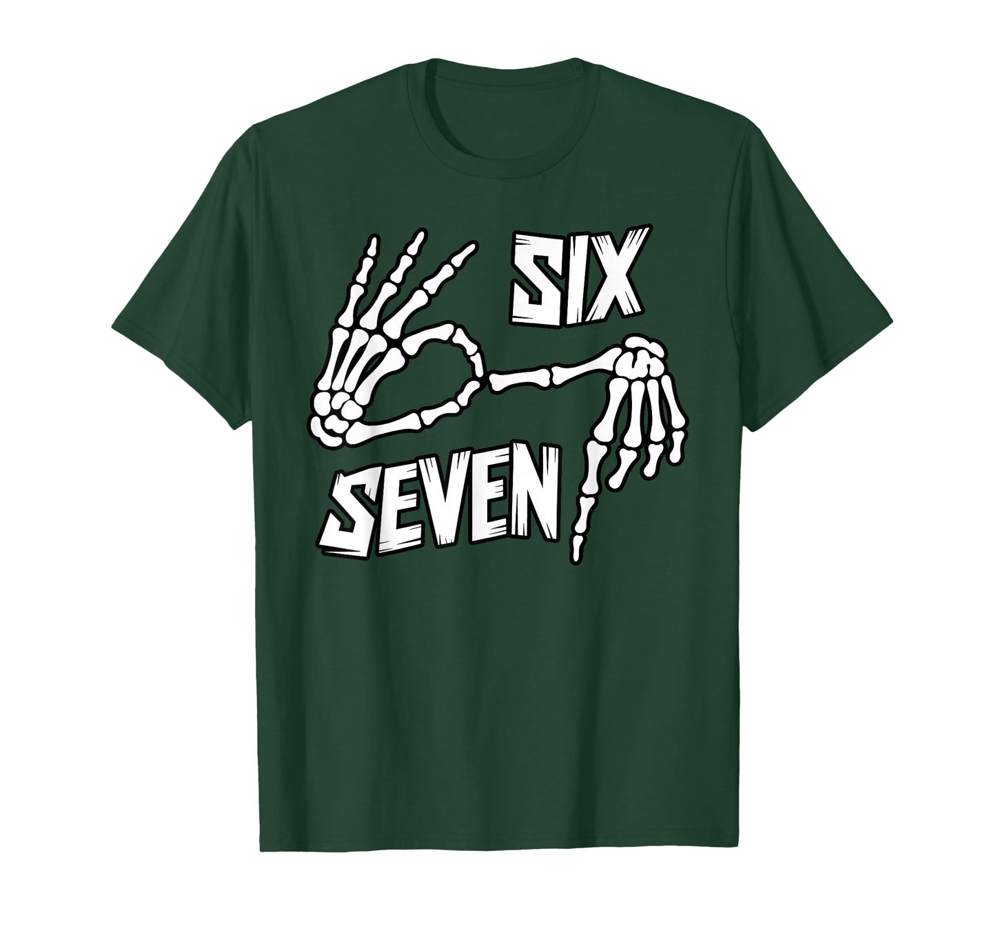 Six Seven 6 7 Meme Skeleton Hands Sign T-Shirt