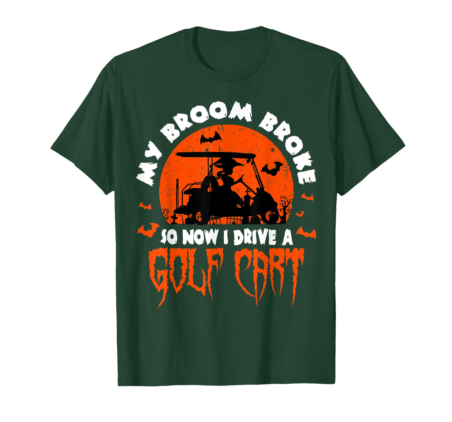 Halloween Golf Cart Witch Broom Broke Player Golfer Sport T-Shirt
