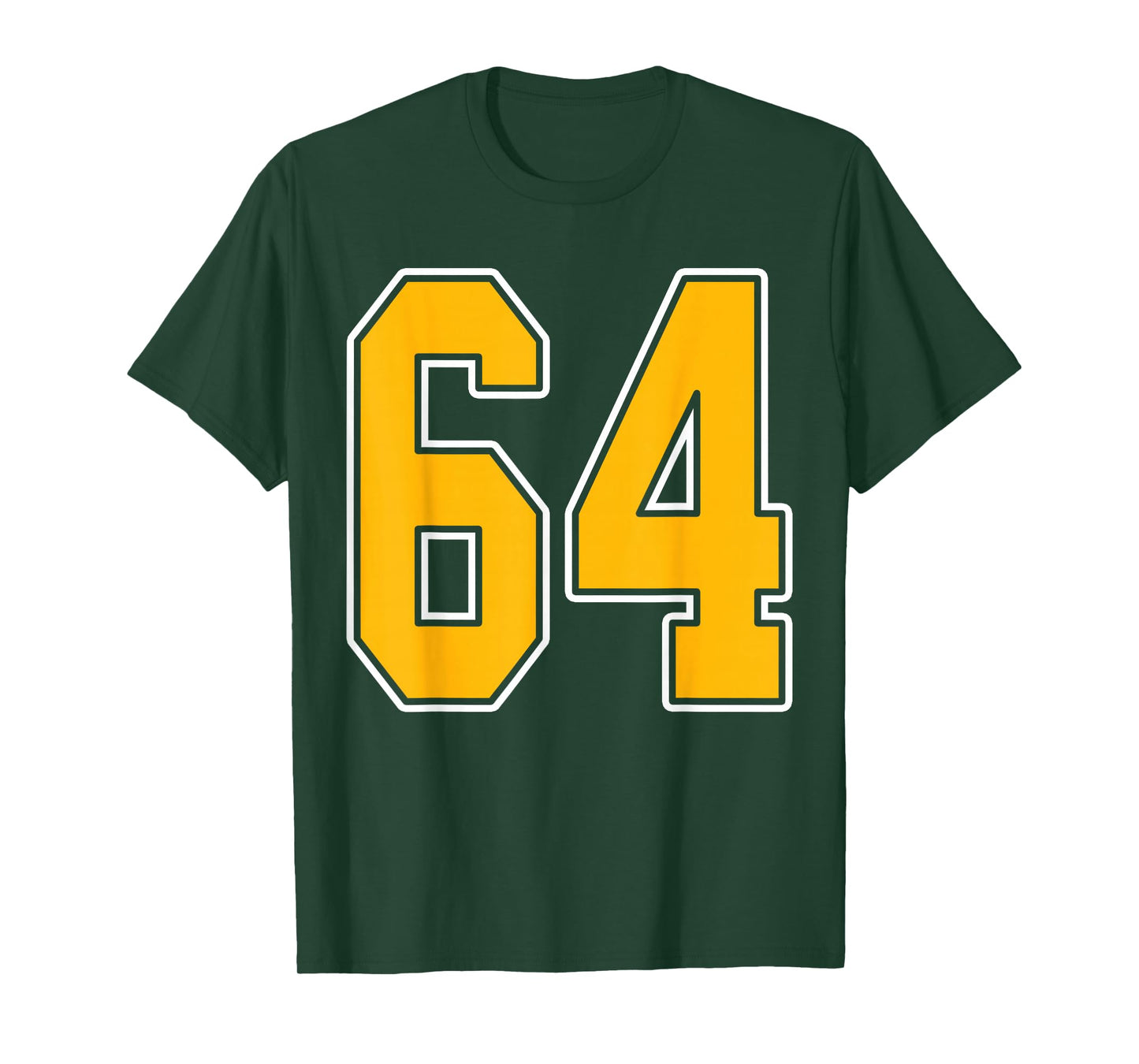 Gold and White Sports Number 64 Jersey Uniform Player T-Shirt