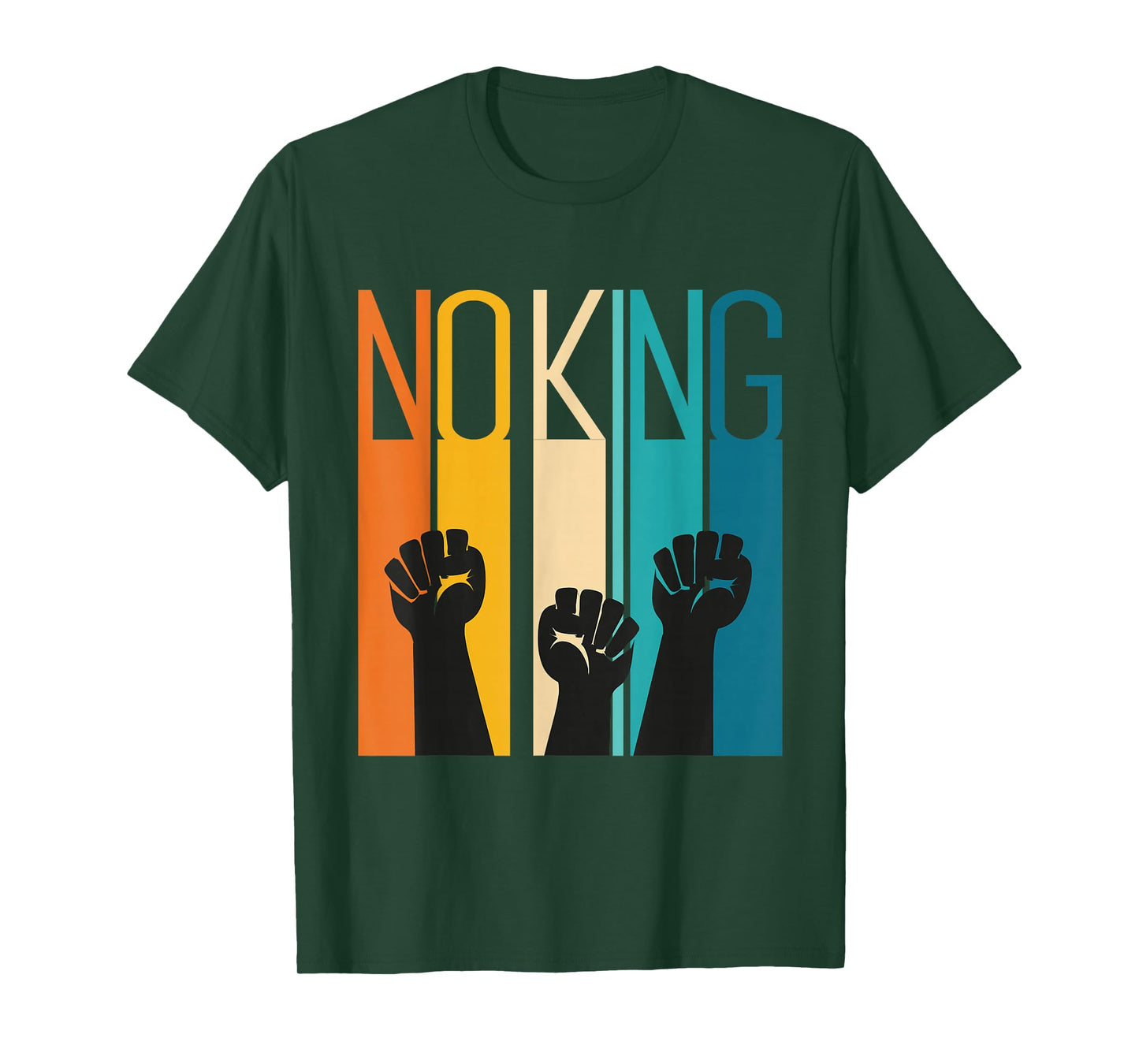 No King Protest in Vintage Retro Sunset Look & Resist Fists T-Shirt