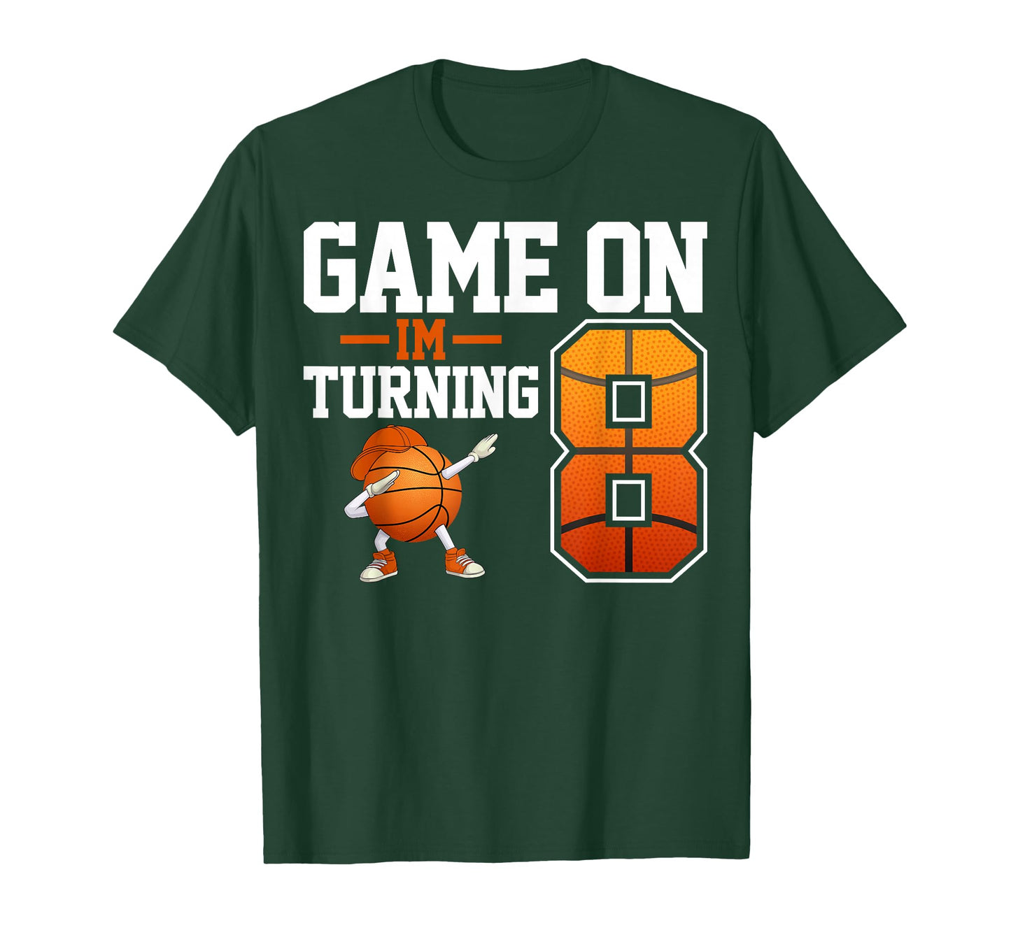 Kids 8th Birthday Dabbing Basketball Game On I'm Turning 8 T-Shirt