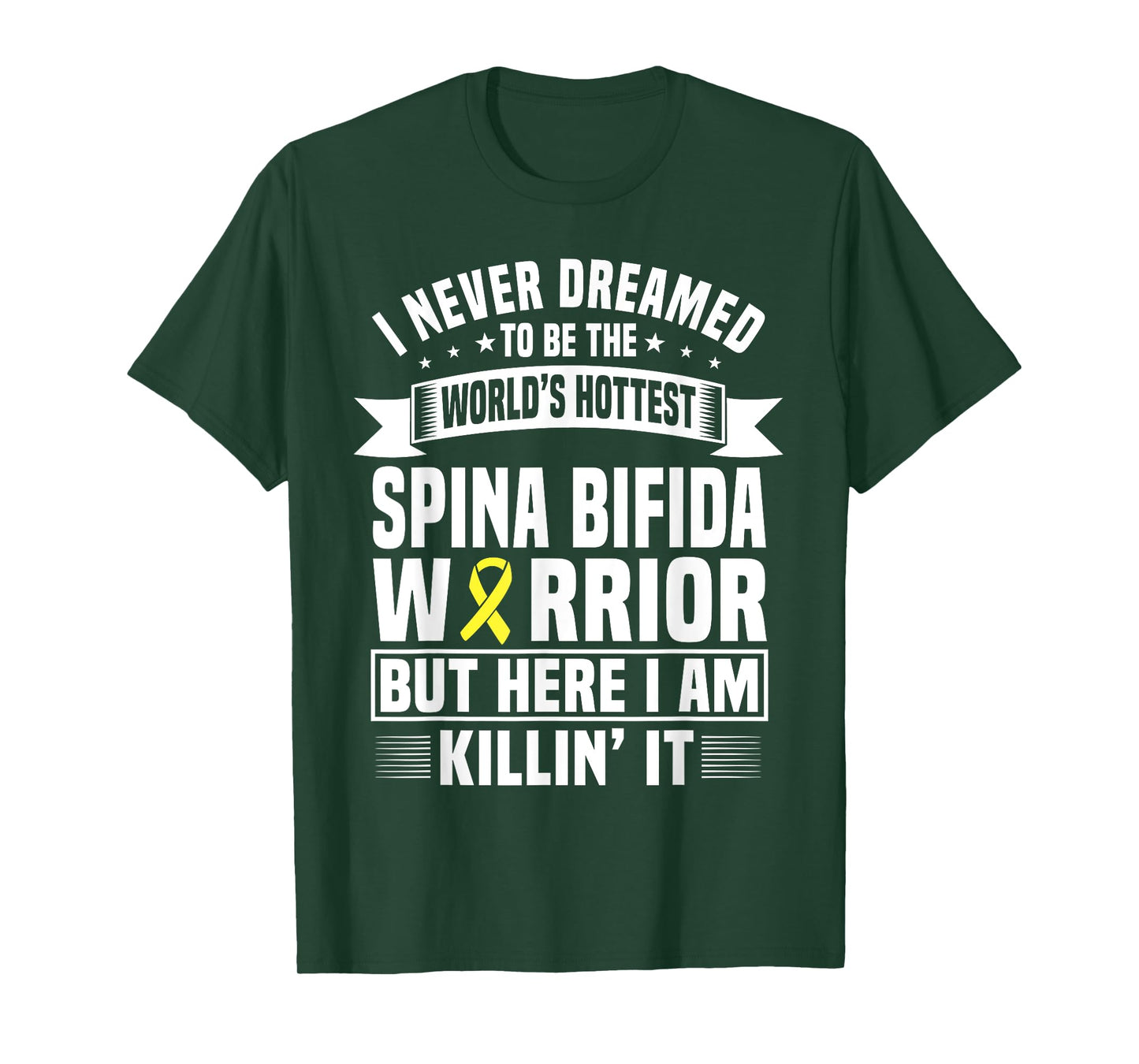 Funny Spina Bifida Warrior Yellow Ribbon Saying T-Shirt