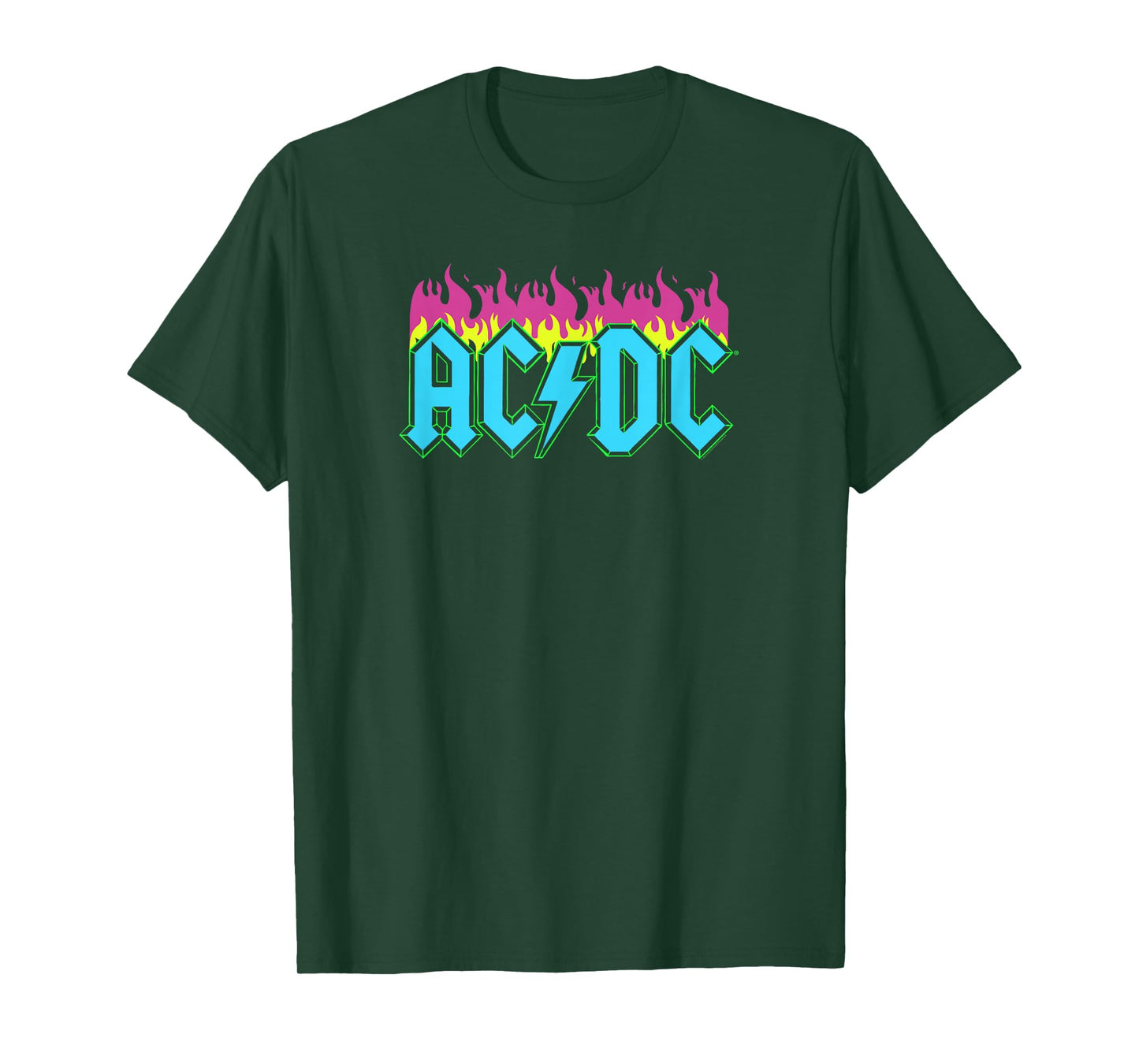 AC/DC Rock Music Band Neon Flames T-Shirt