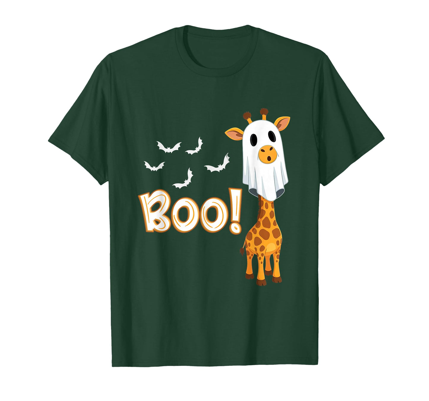 Boo Ghost Giraffe Halloween Fall Autumn Animal Lover Kids T-Shirt