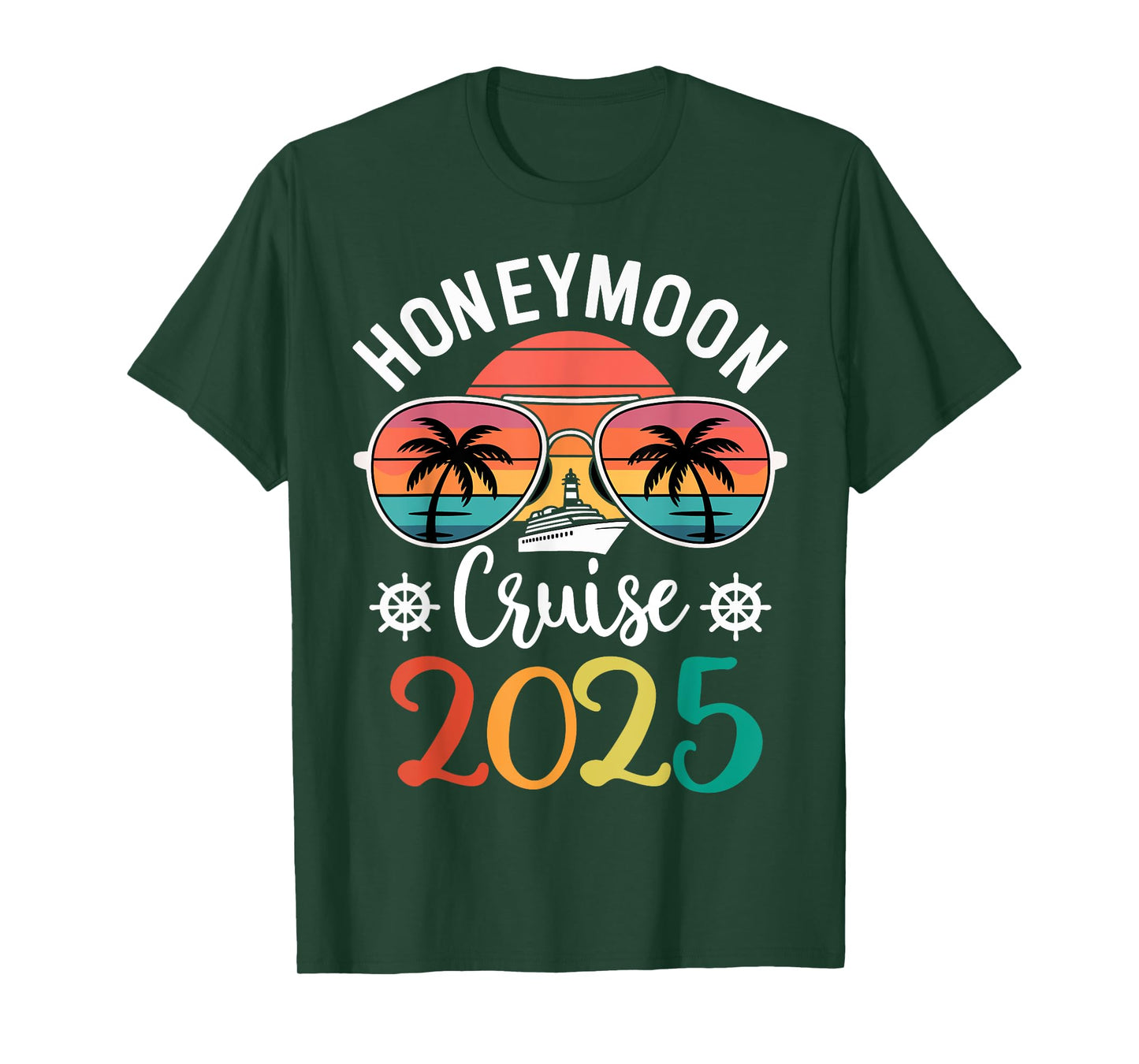 Honeymoon Cruise 2025 Just Married Matching Couple Vacation T-Shirt
