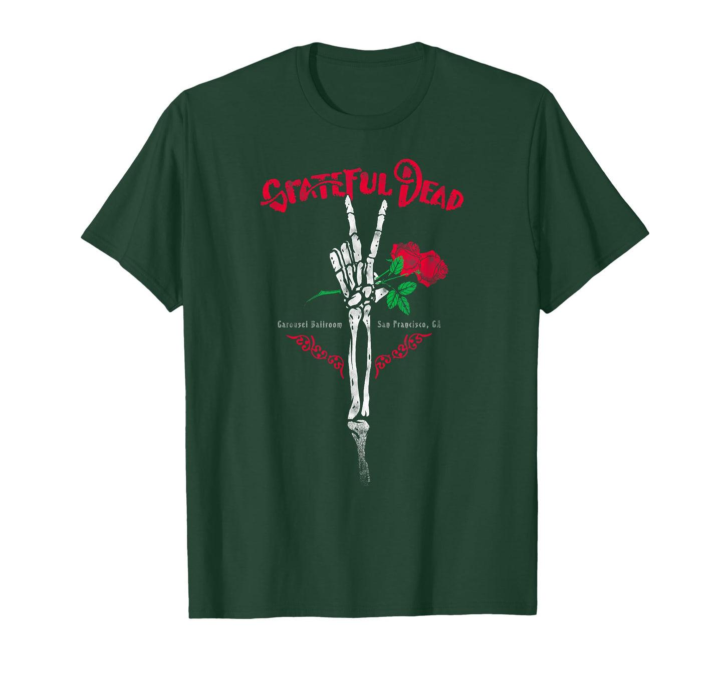 Grateful Dead Skeleton Hand Peace with Roses Vintage Band T-Shirt
