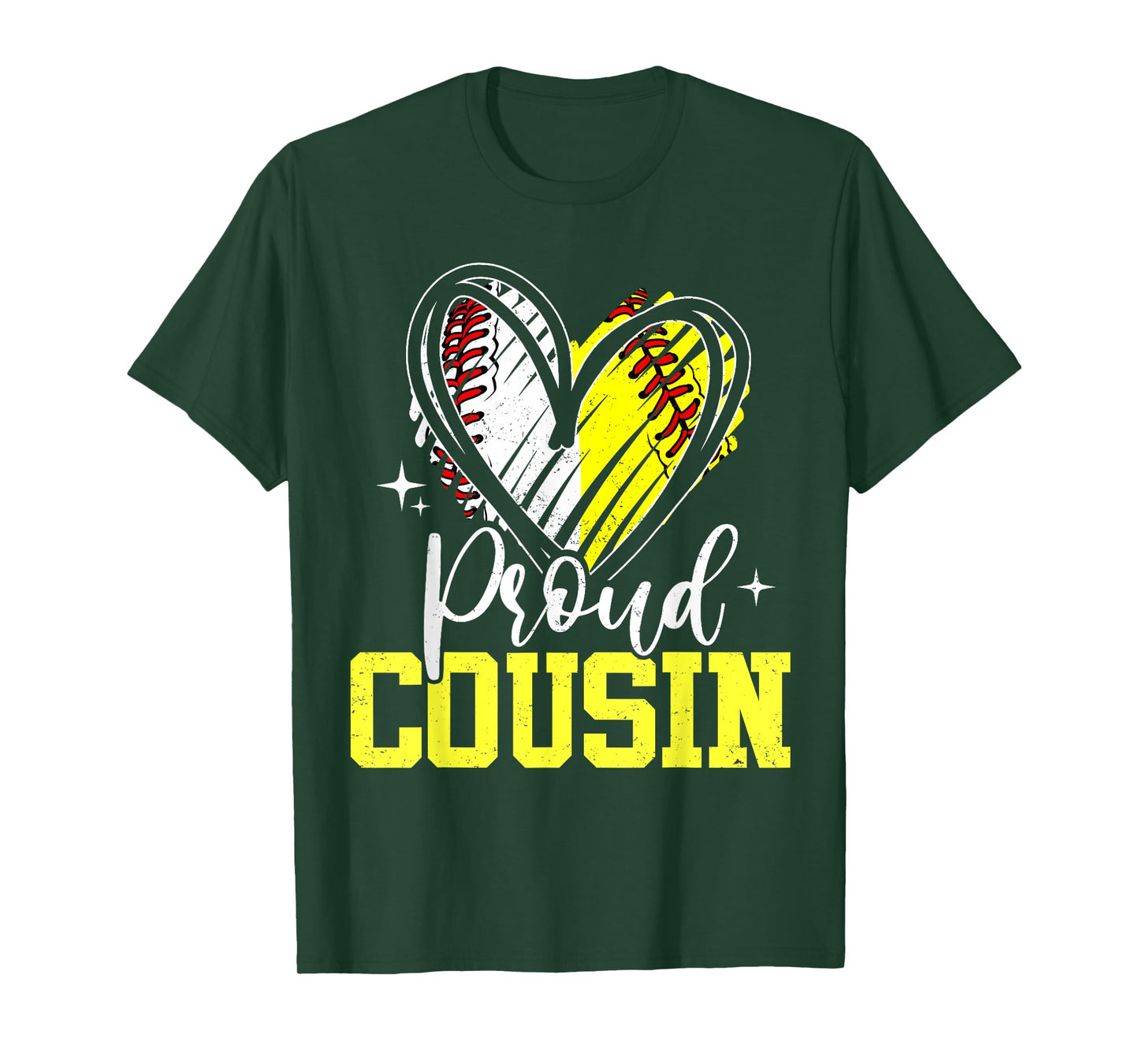 Proud Cousin Baseball Softball Heart Cousin Of Both T-Shirt