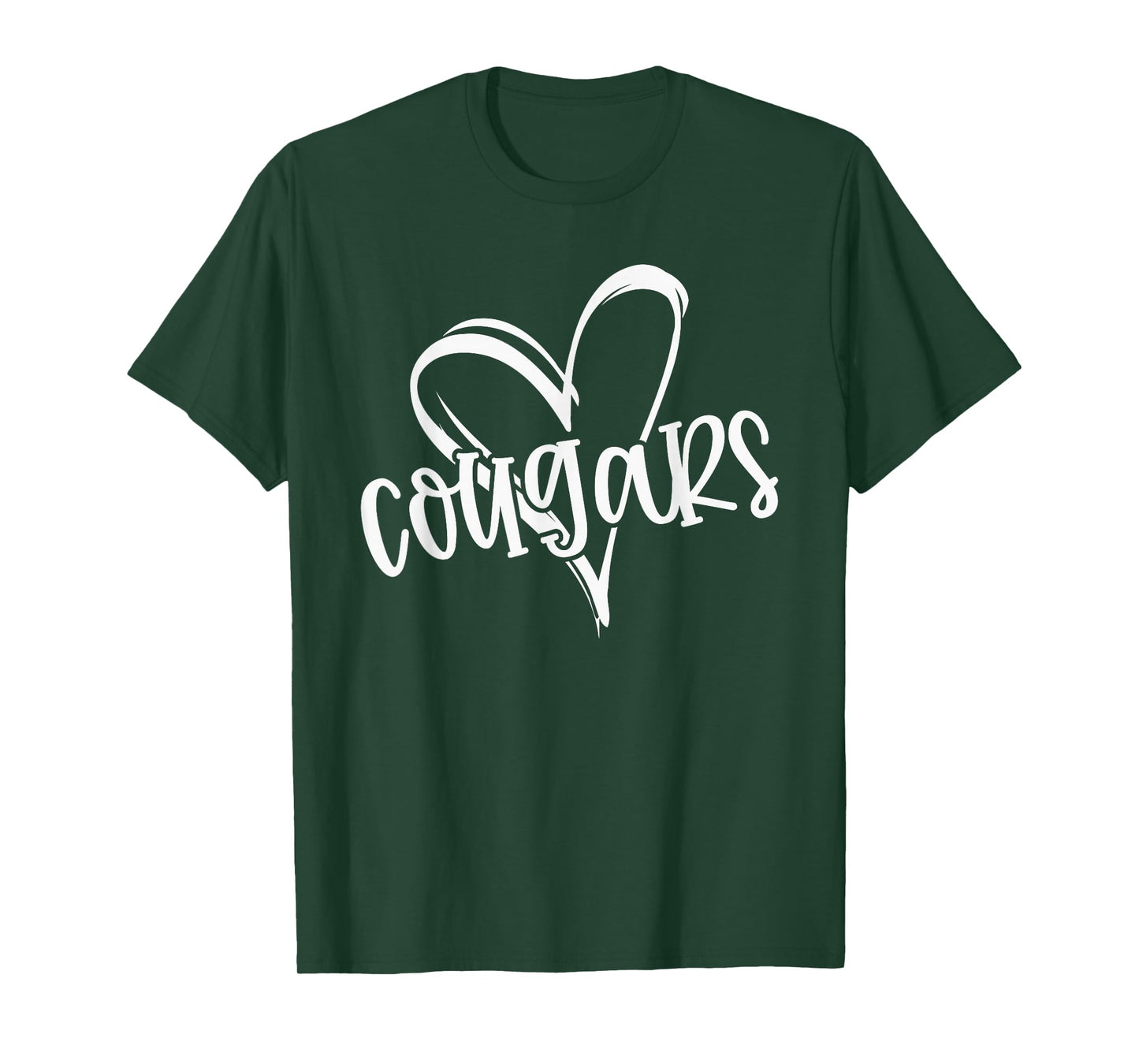 Cougars School Sports Fan Team Spirit Heart T-Shirt