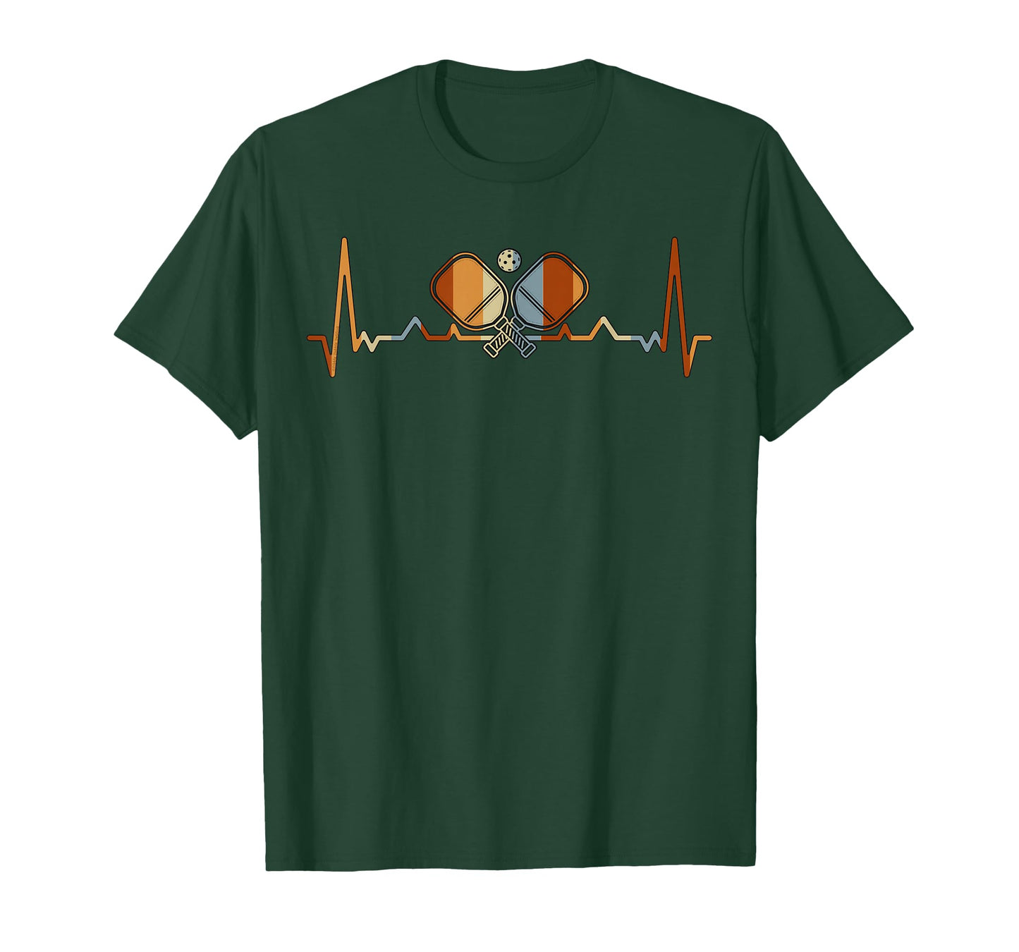 Pickleball Lovers Heartbeat in Retro Colors - Pickleball T-Shirt