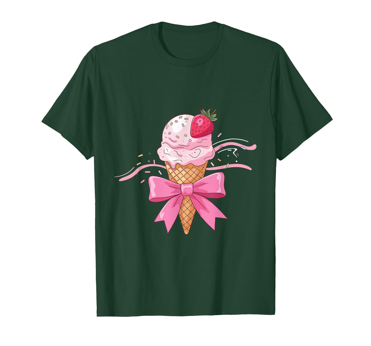 Coquette Bow Ice Cream Cone sprinkles Ribbon strawberry mom T-Shirt
