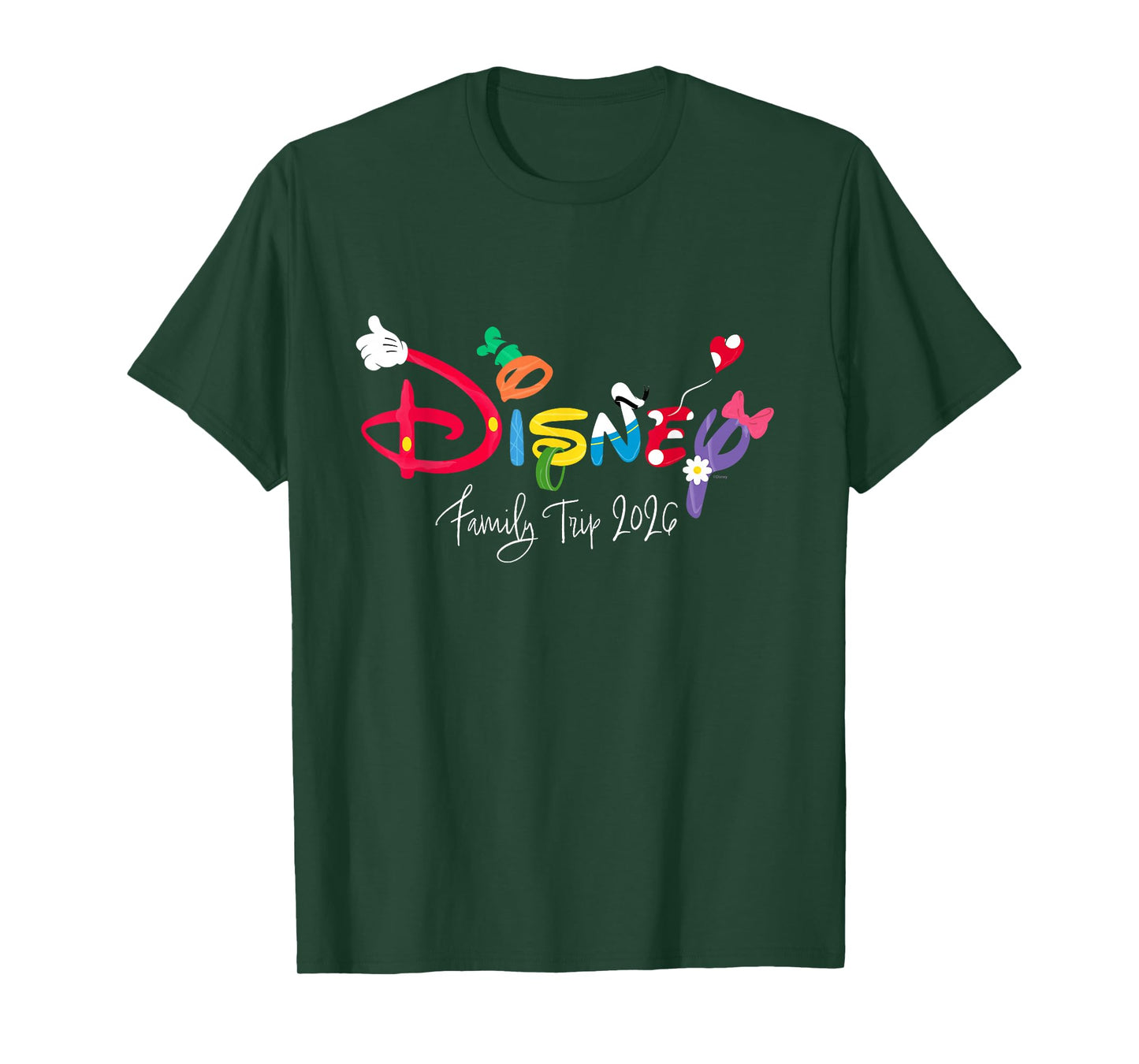 Disney Mickey & Friends Character Letters Family Trip 2026 T-Shirt