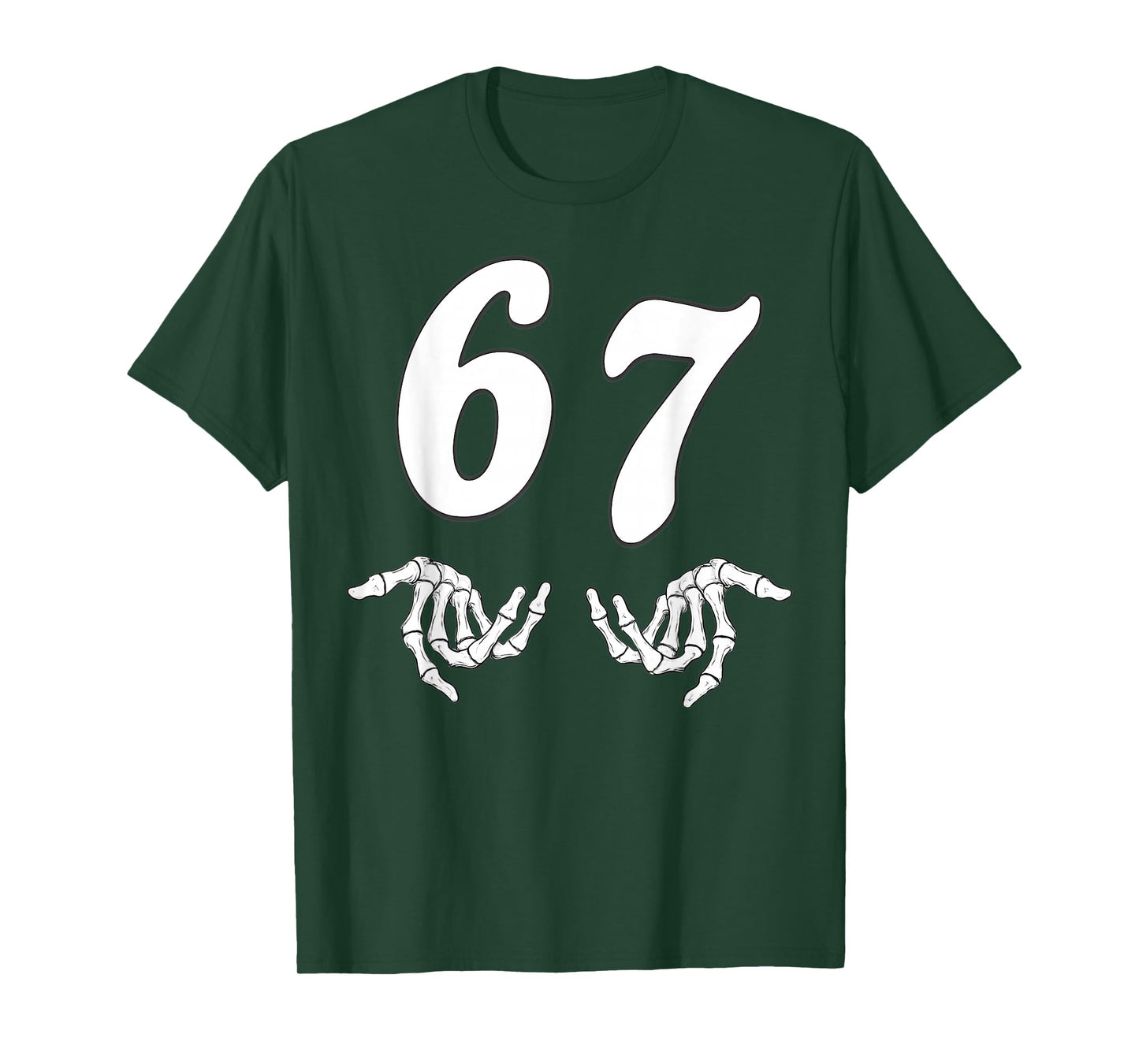 Funny Six Seven 6 7 Meme 67 Skeleton Hand Halloween Costume T-Shirt