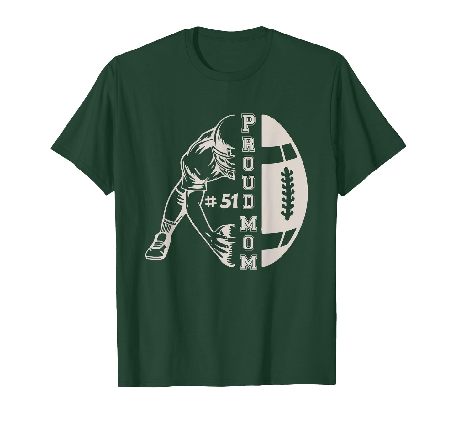 Customized Proud Football Mom Number 51 Player Game Day T-Shirt