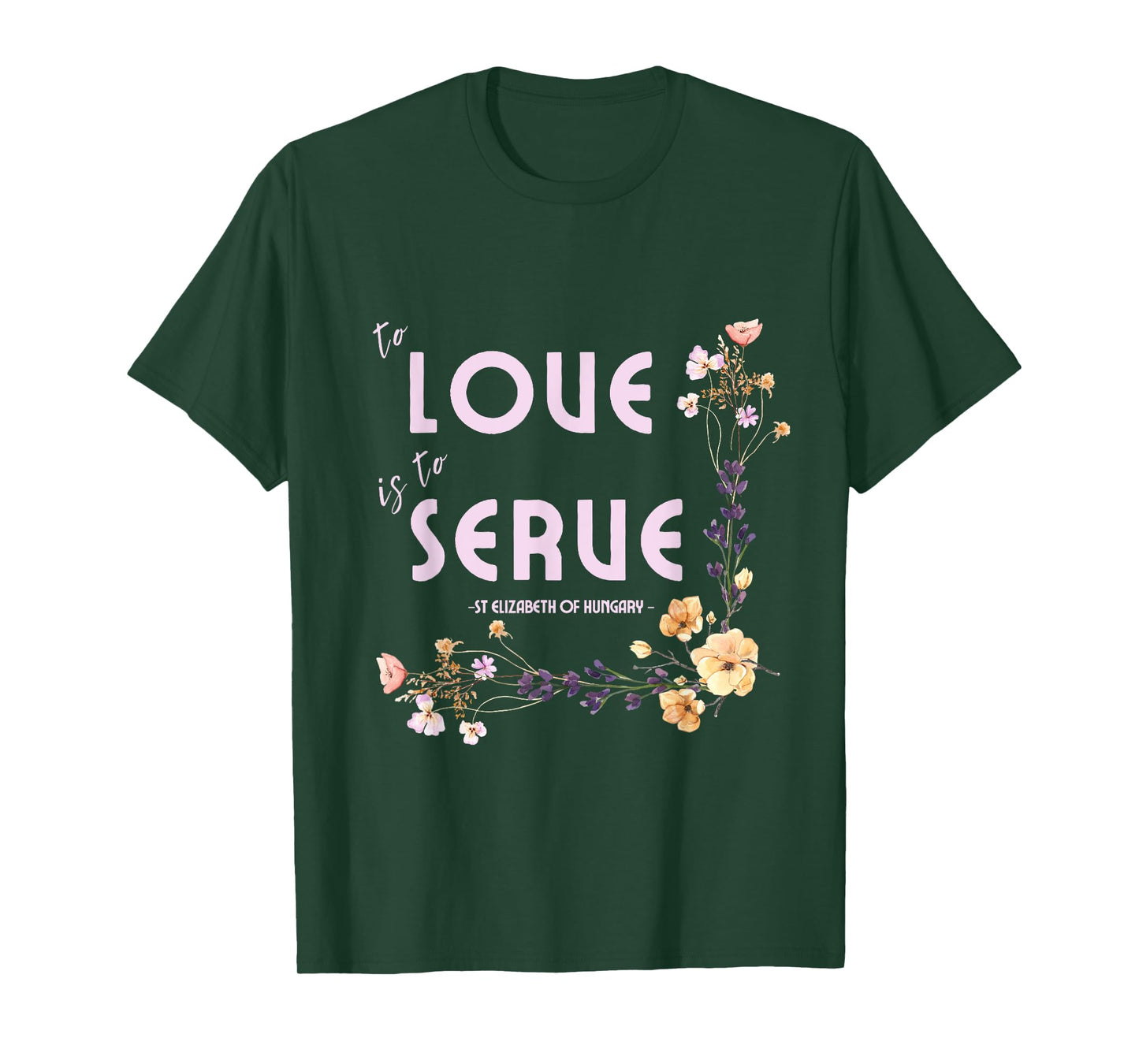 Saint Elizabeth of Hungary Inspiring Pressed Flower Design T-Shirt