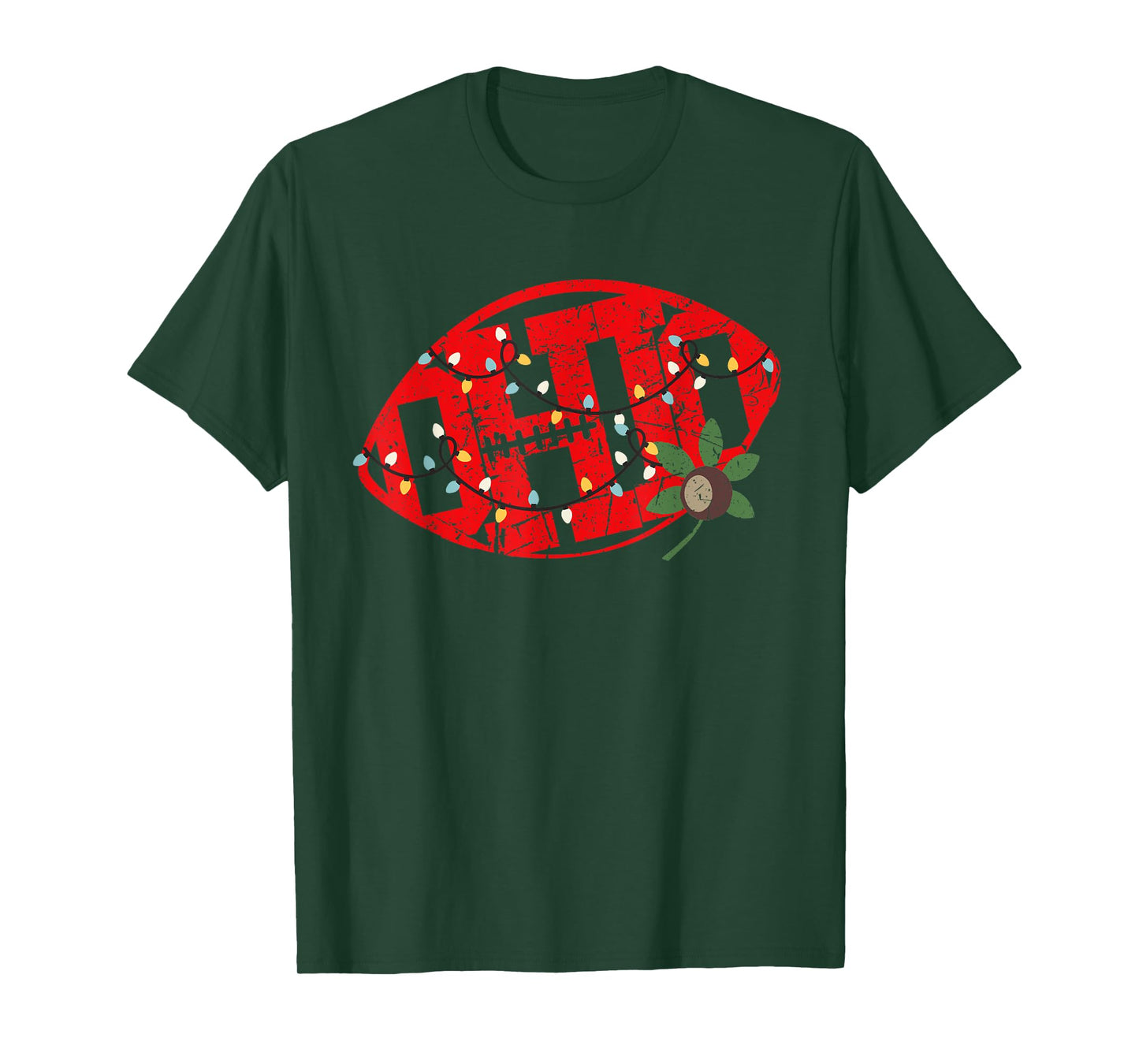 Vintage State of Ohio Football Shape Christmas Lights T-Shirt