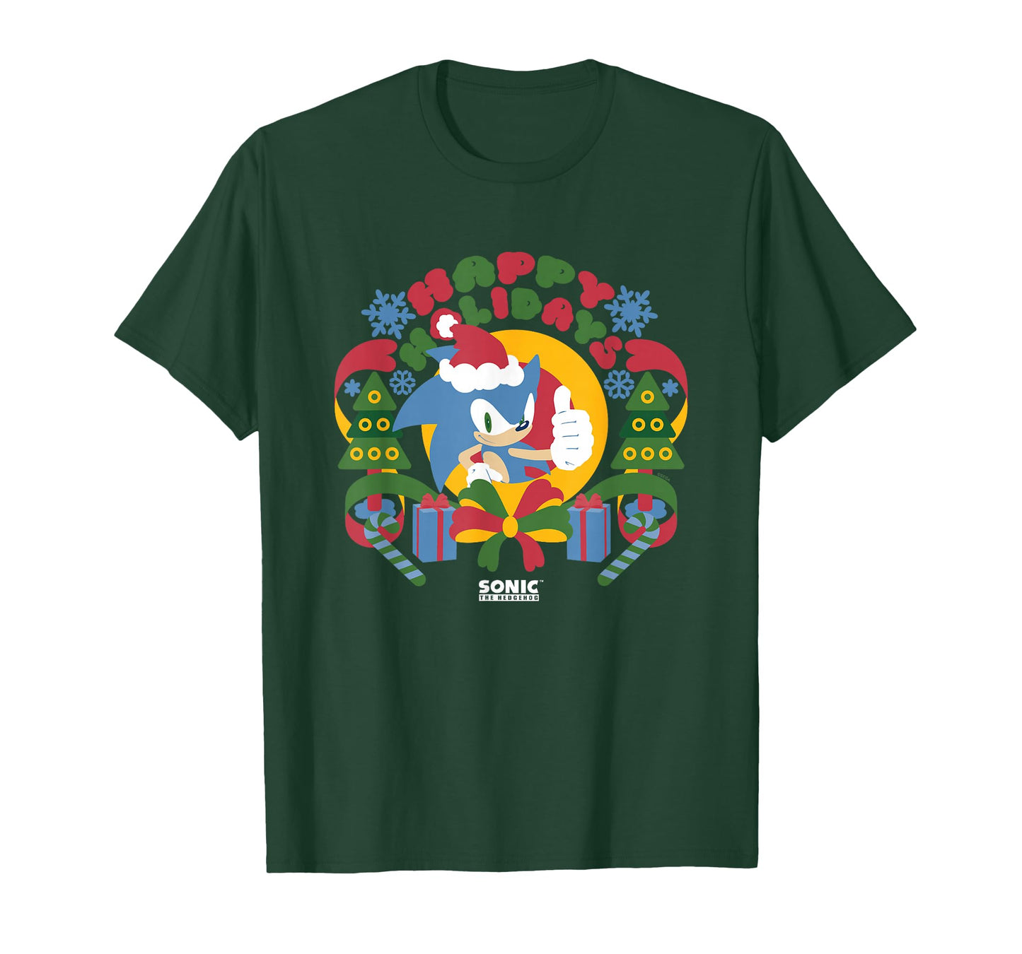 Sonic The Hedgehog Christmas Happy Holidays Vintage Logo T-Shirt