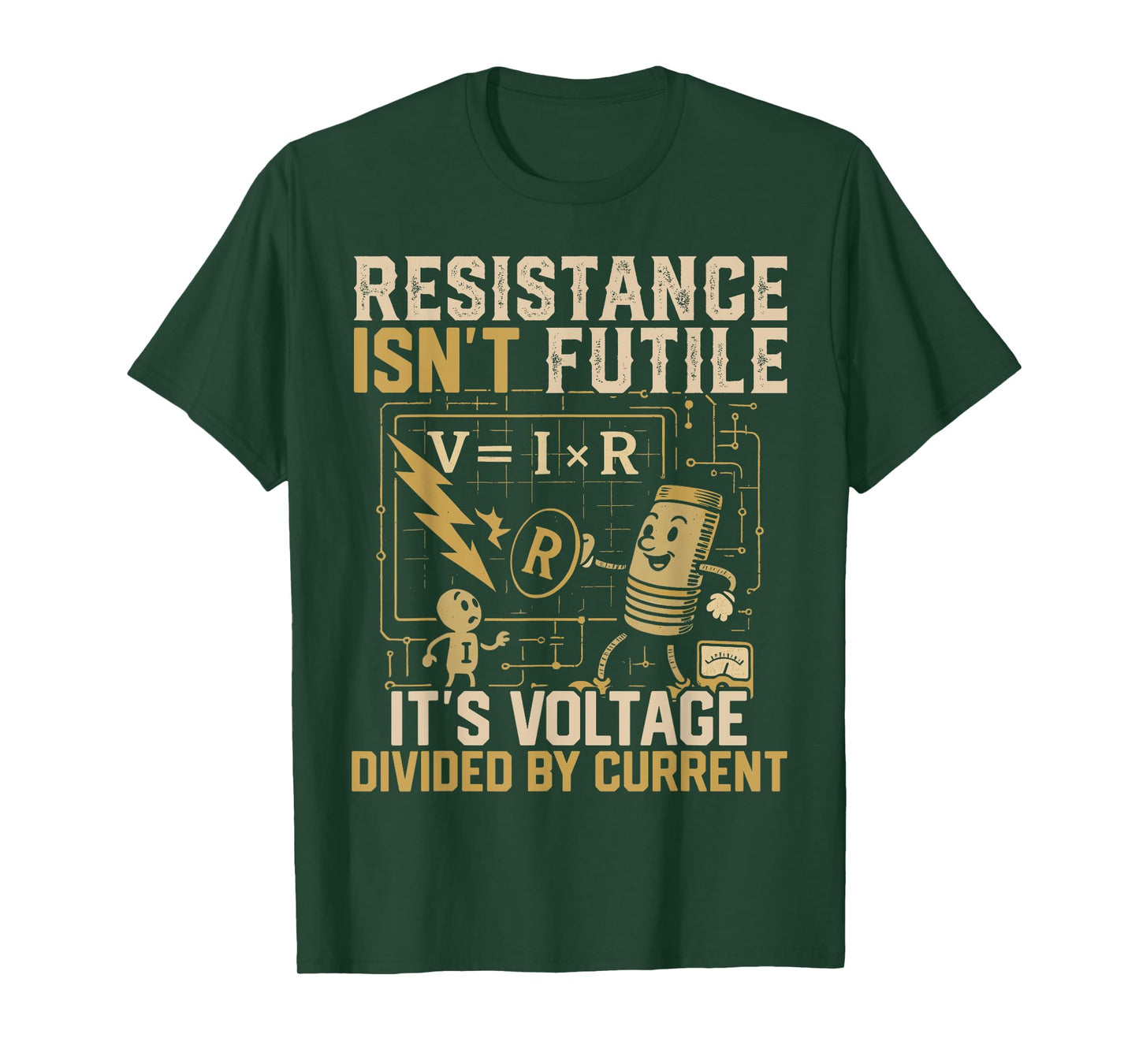 Electrician Pun Vintage Retro Resistance Isn't Futile It's T-Shirt