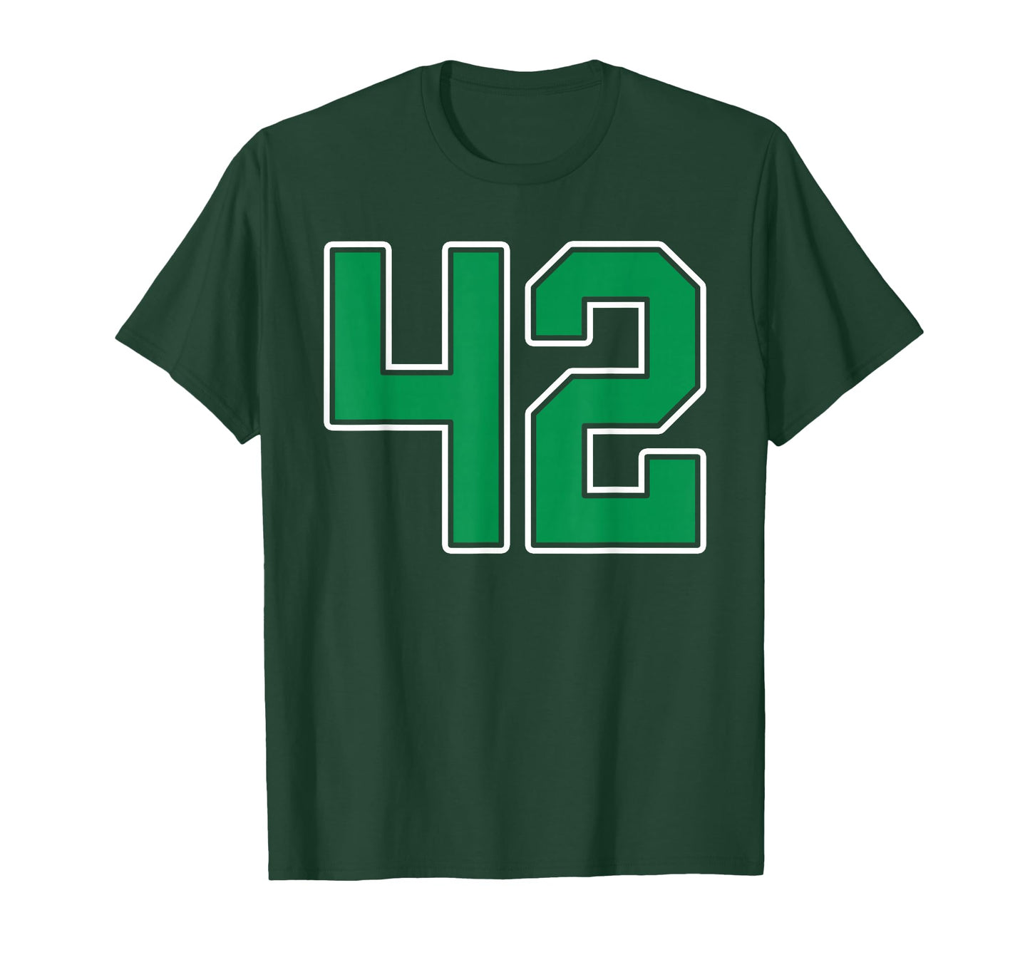 Kelly Green White Number 42 Jersey Player Uniform #42 T-Shirt