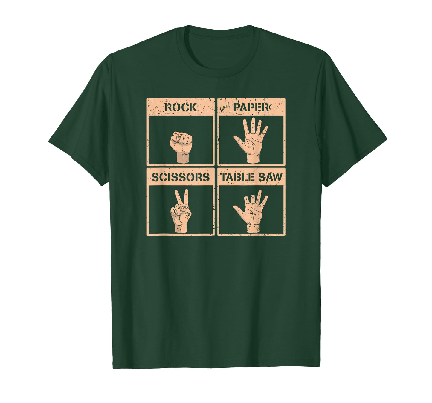 Rock Paper Scissors Table Saw Funny Missing Fingers Injury T-Shirt