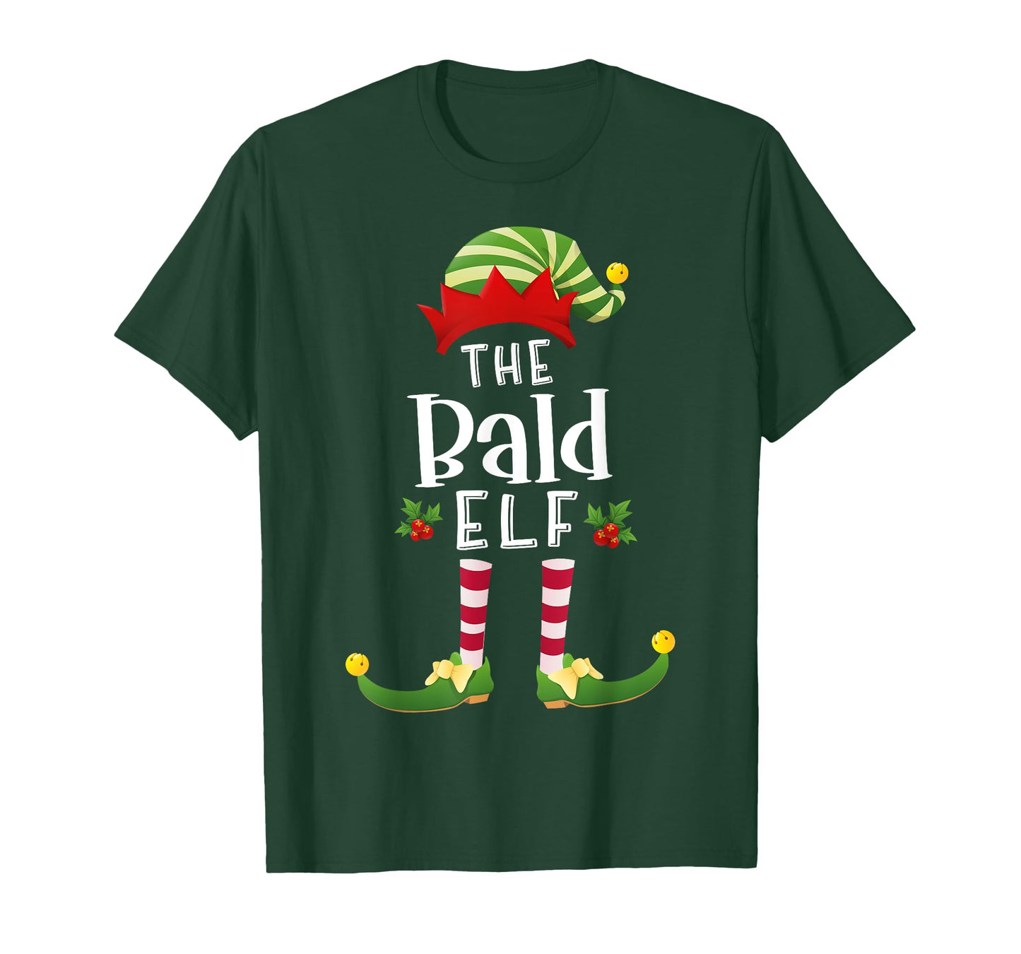 Bald Christmas Elf Matching Pajama X-Mas Party T-Shirt