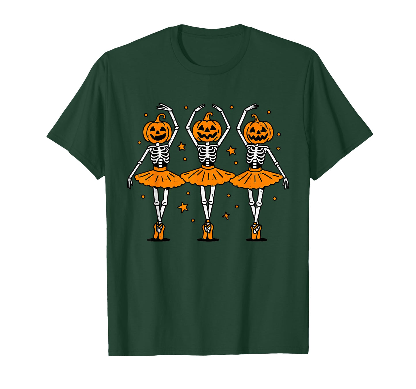 Cute Ballet Pumpkin Skeleton Halloween Costume Women Girl T-Shirt