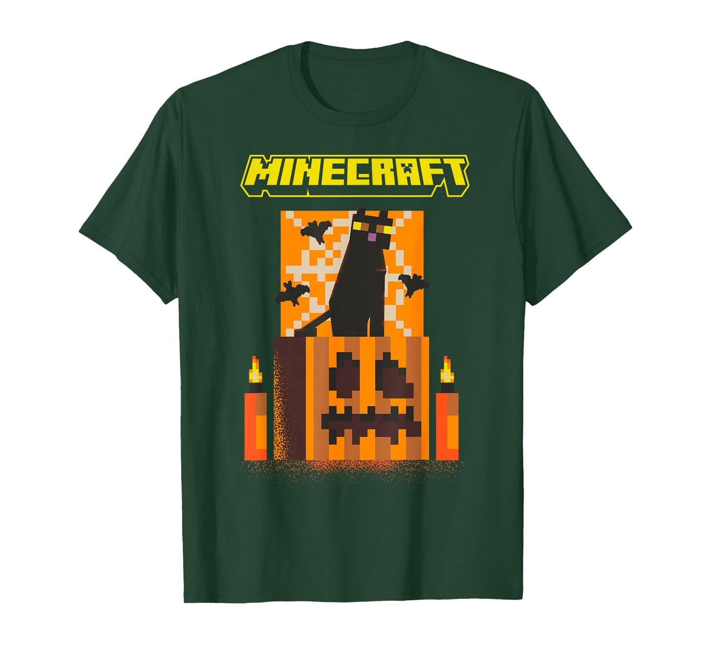 Minecraft Halloween Black Cat On Pumpkin Scene T-Shirt