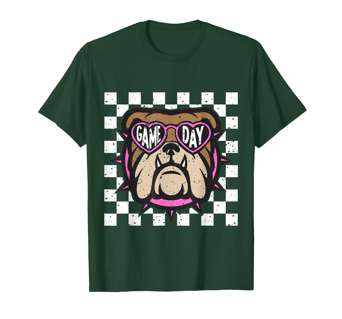 Checkered Bulldog Game Day T-Shirt