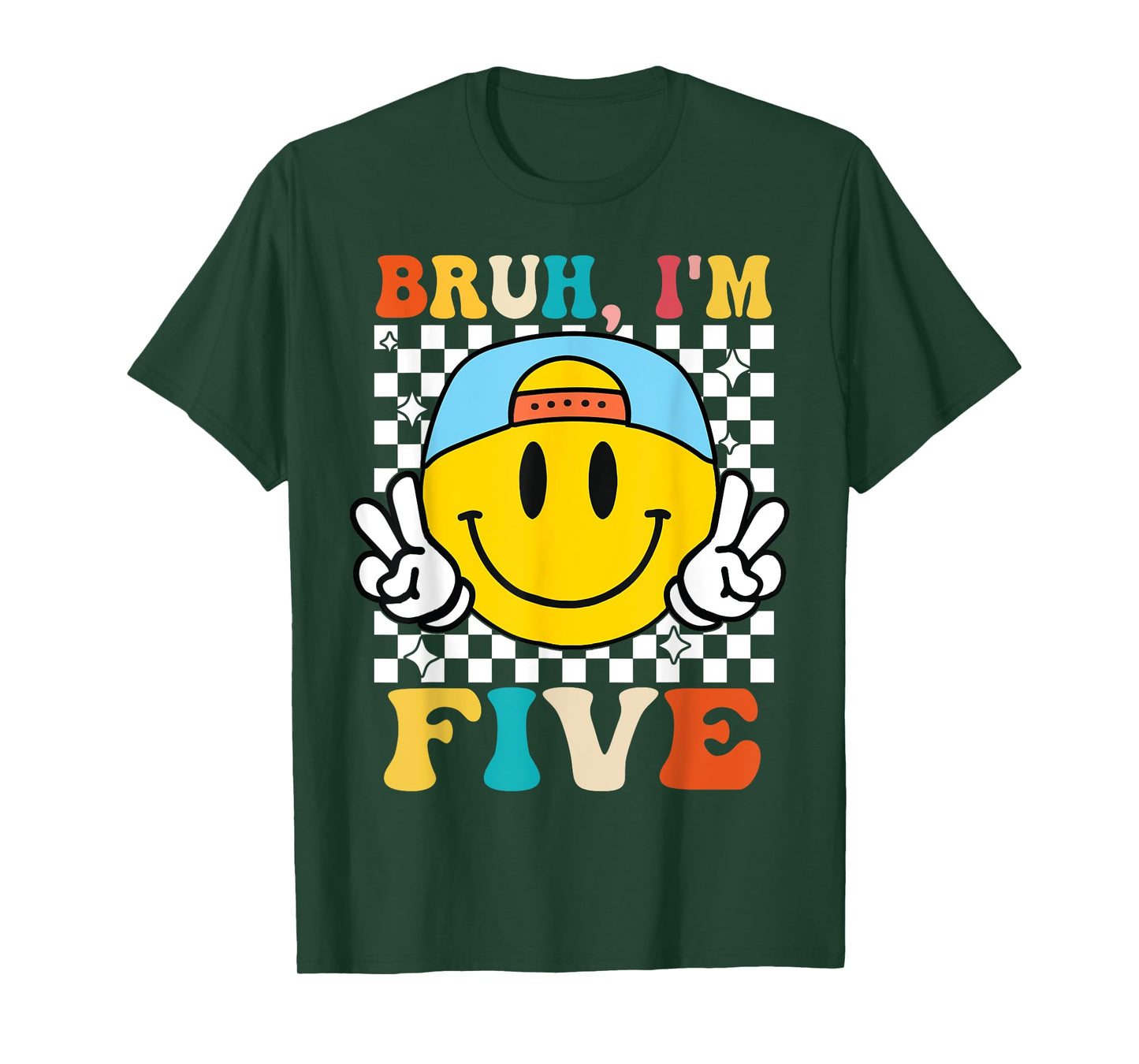 Bruh I'm Five 5 5th Birthday Groovy Boys Girls 5 Years Old T-Shirt