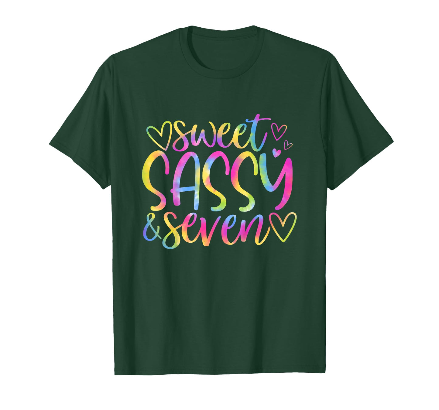 7th Birthday Sweet Sassy and Seven Girls 7 Years Old Tie Dye T-Shirt