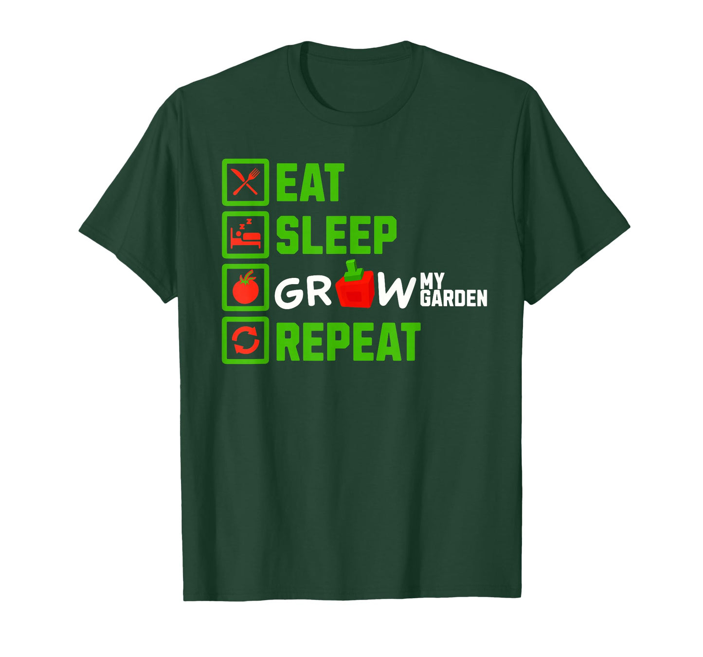 EAT Sleep Grow My Garden Repeat Boys Girls Gamer Gaming Tee T-Shirt
