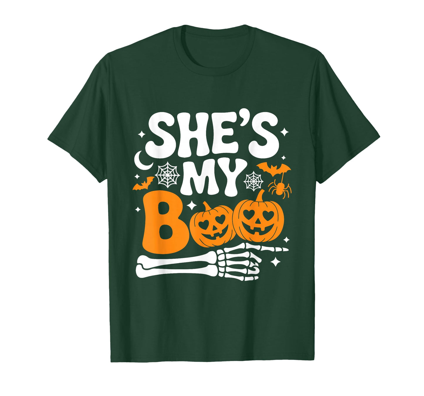 She's My Boo Pumpkin Matching Couple Halloween Men Women T-Shirt