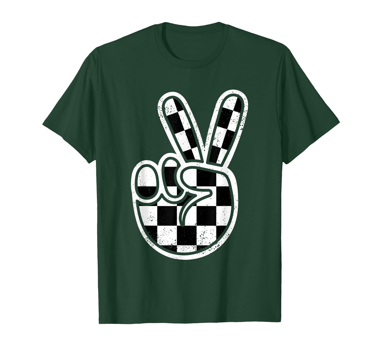 Checkered Peace Sign 60s 70s 80s Race Car Gamer Boys Toddler T-Shirt