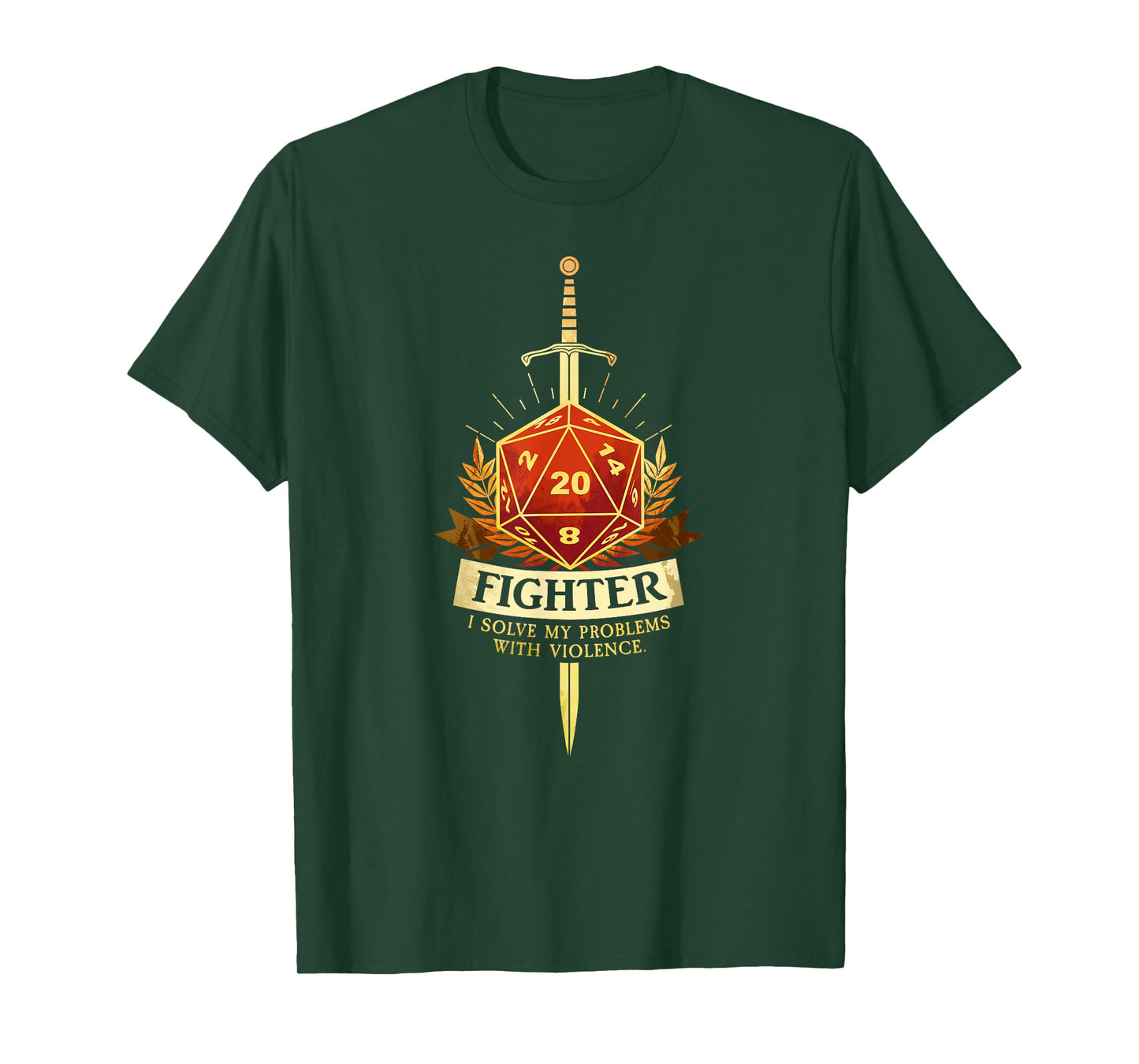 Gamer Class Fighter RPG TRPG Fantasy Gaming T-Shirt - Black, Men's Small, Classic Fit, Short Sleeve