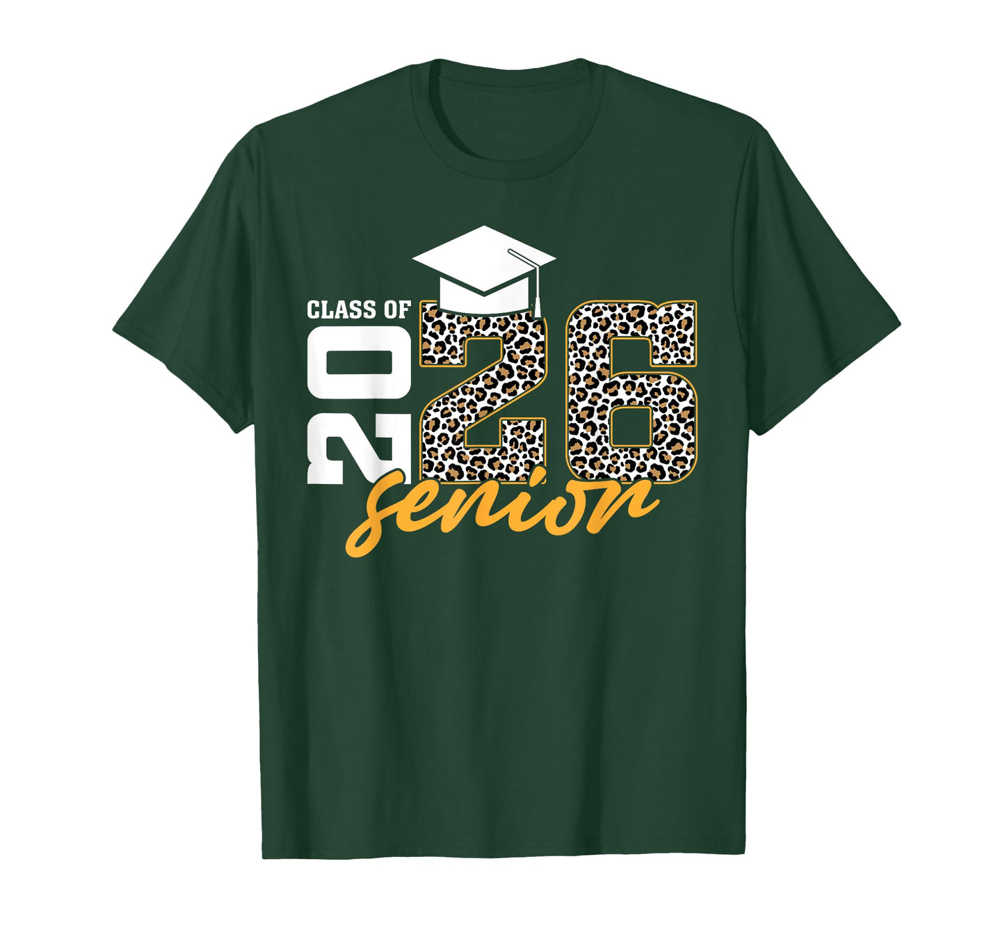 Senior 26 Class Of 2026 Leopard Graduation Women Girls T-Shirt