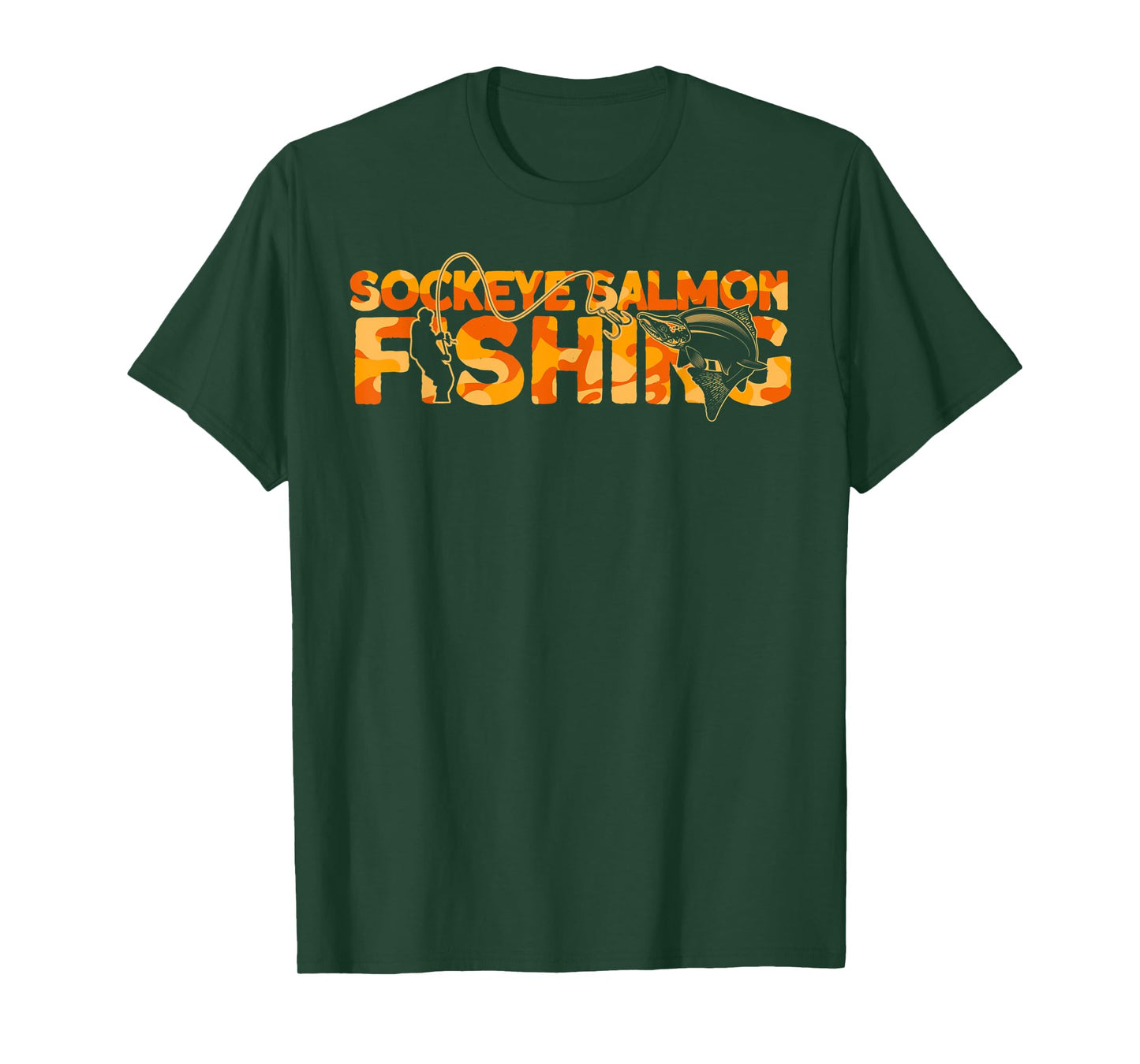 Sockeye Salmon Fisherman Orange Sockeye Salmon Fishing T-Shirt