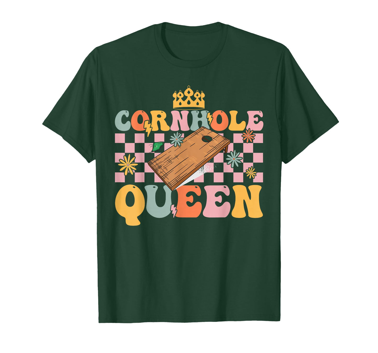 Cornhole Queen Groovy Cornhole Mom Corn Hole T-Shirt