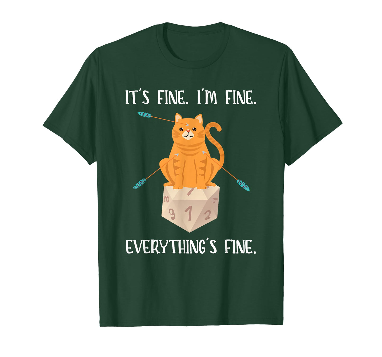 It's Fine RPG Gamer Cat D20 Dice Geek T-Shirt