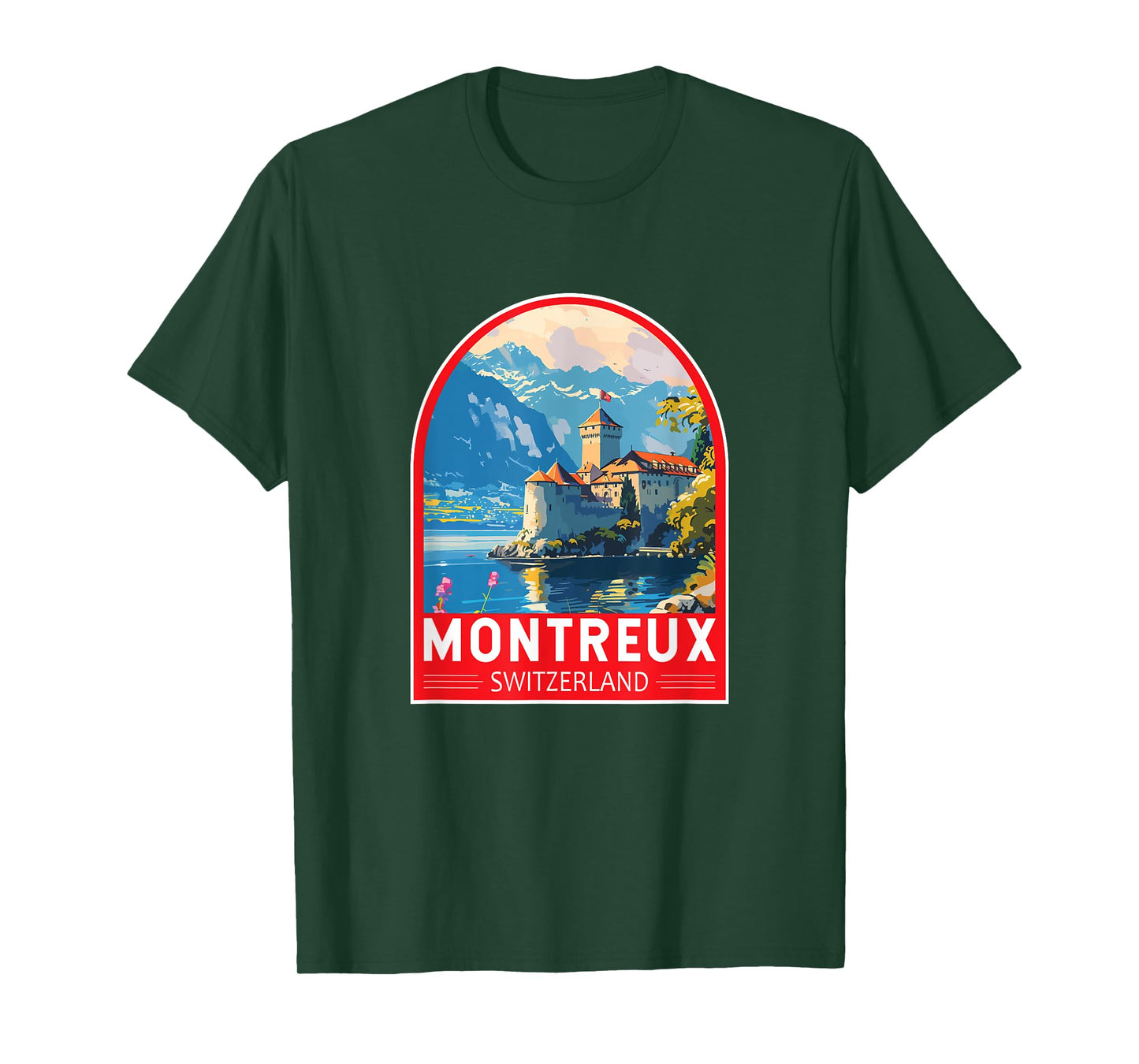 Montreux Switzerland Travel Art Emblem Vintage T-Shirt