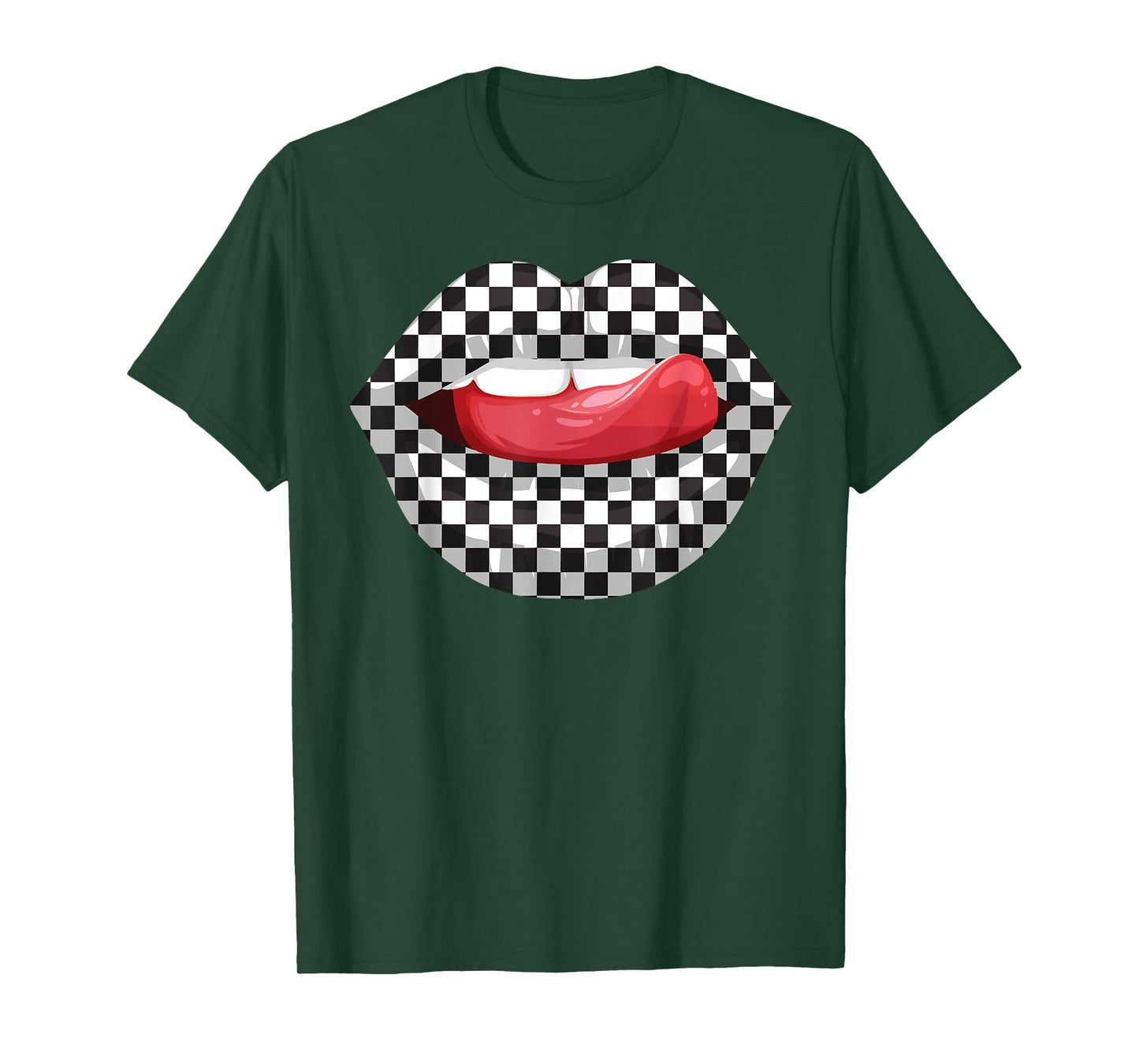 Cute Checkered Art For Men Women Checkerboard Checkered Lips T-Shirt