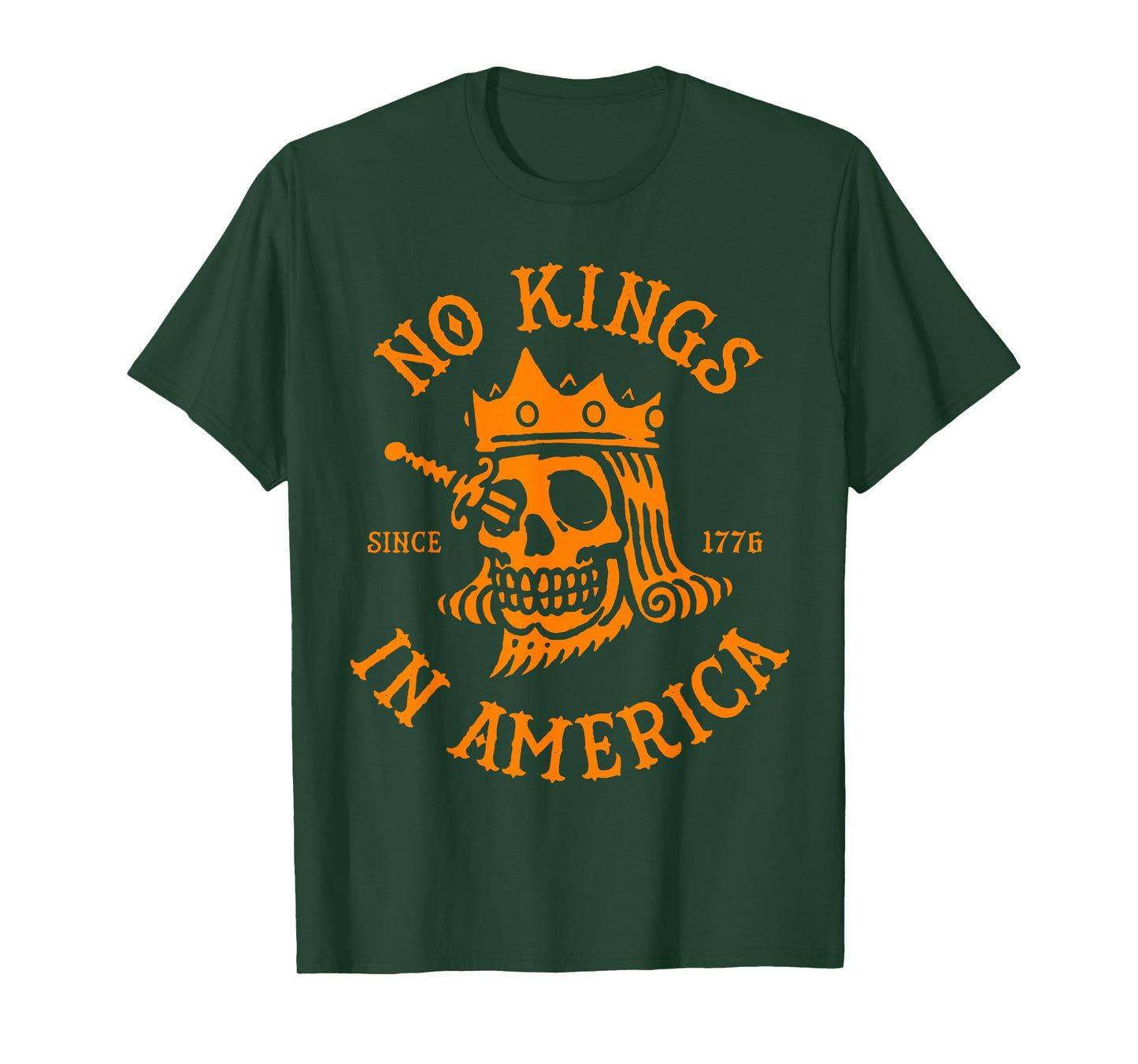 No Kings in America Since 1776 Patriotic Skull Art T-Shirt