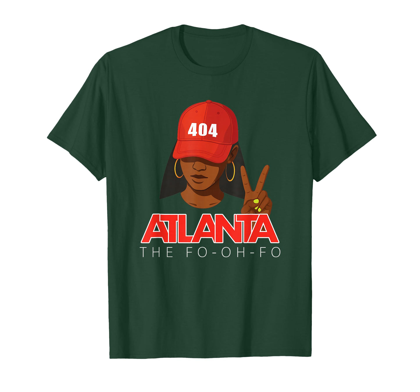 404 Atlanta Fo-Oh-Fo Red Hat Black Woman ATL T-Shirt
